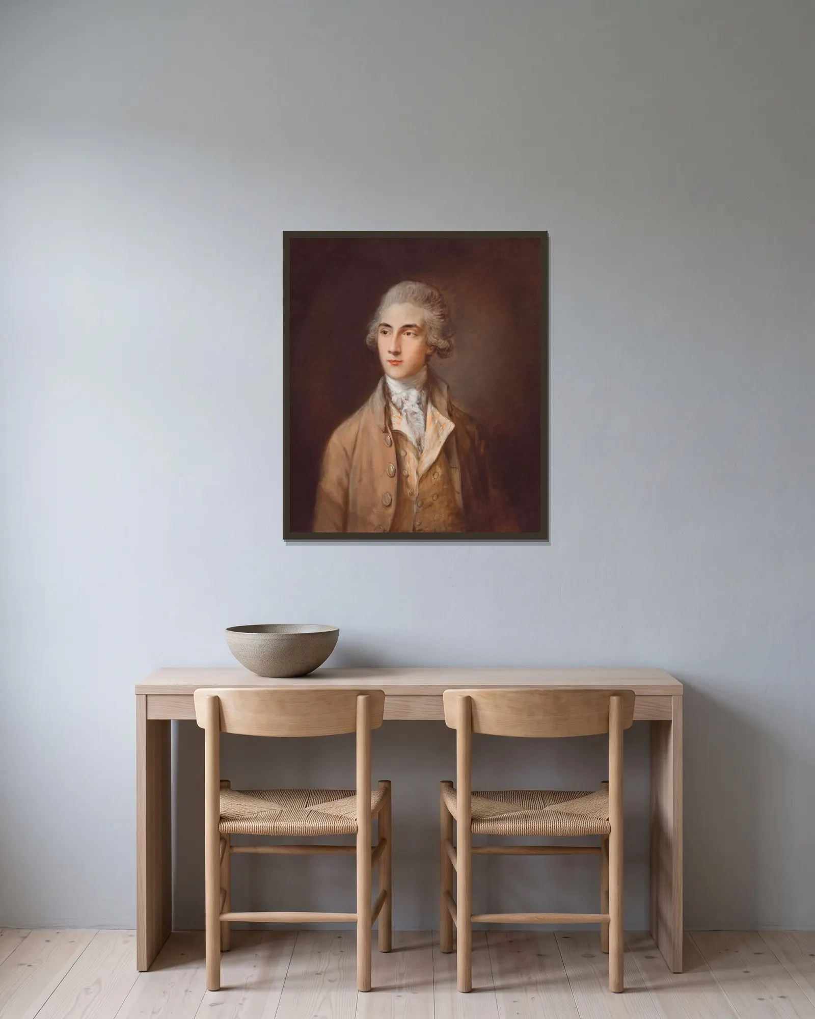 Edward Swinburne av Thomas Gainsborough inramad på en vägg