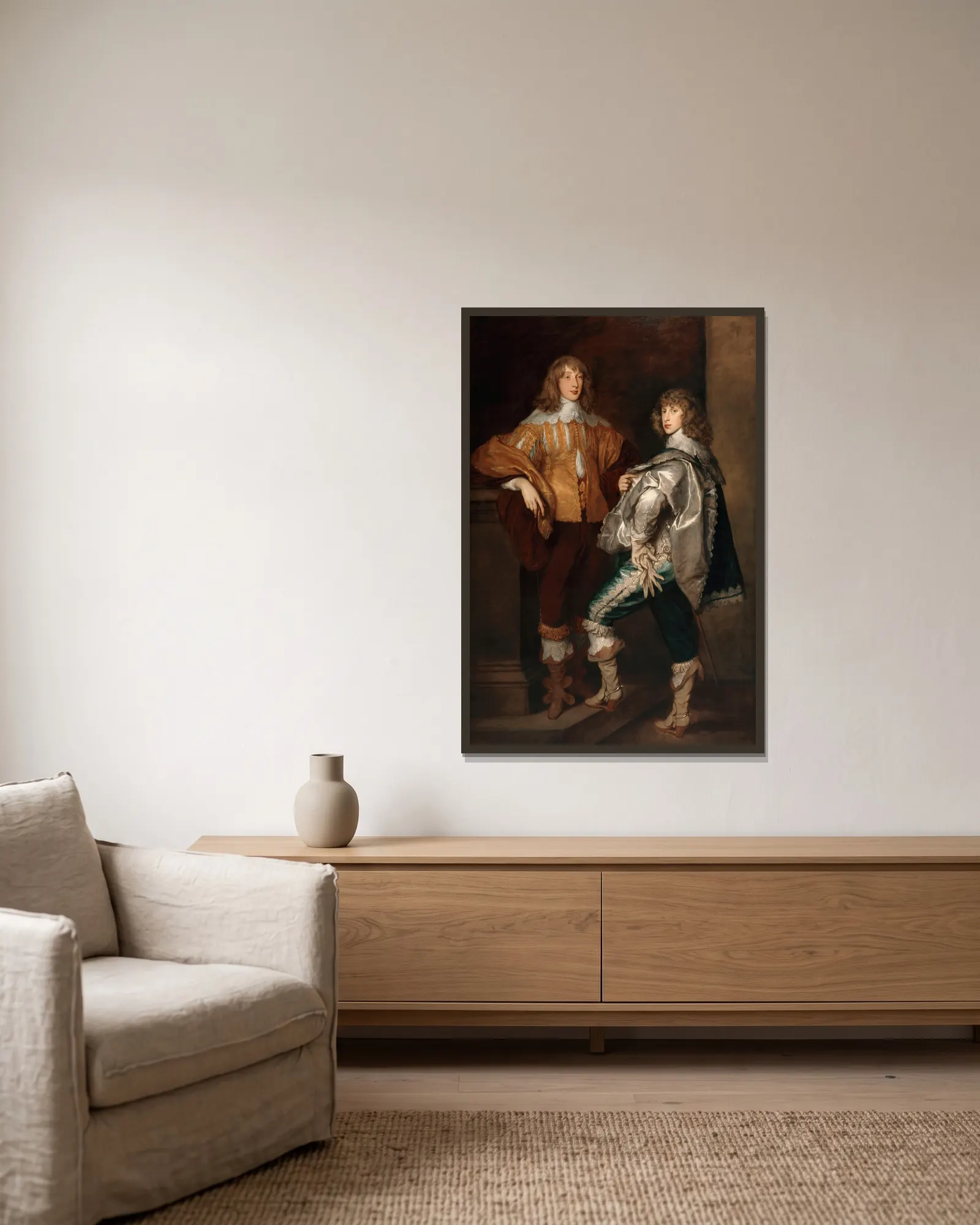 Lords John and Bernard Stuart av Thomas Gainsborough inramad på en vägg