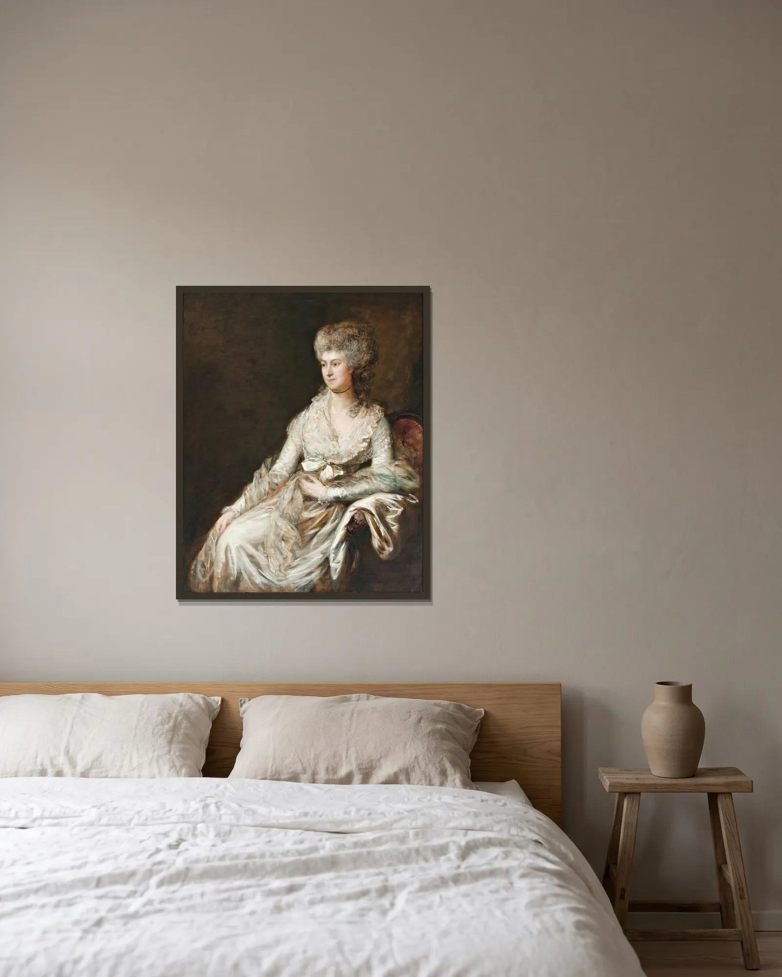 Madame Lebrun av Thomas Gainsborough inramad på en vägg