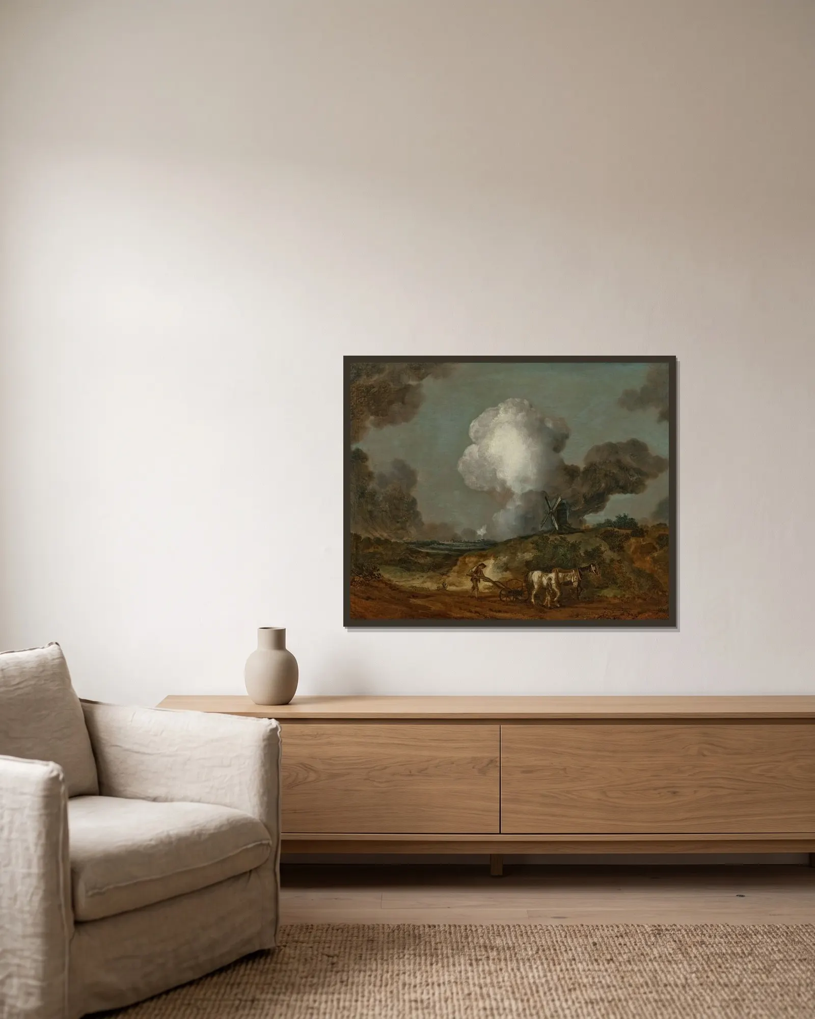 The Suffolk Plough av Thomas Gainsborough inramad på en vägg