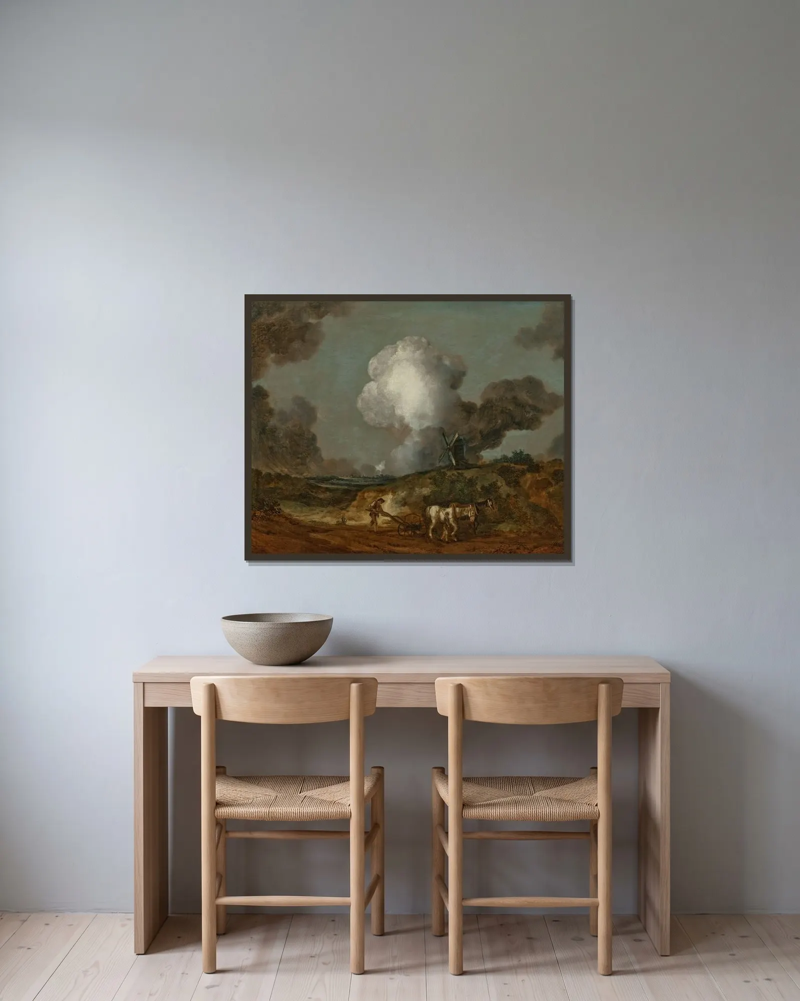 The Suffolk Plough av Thomas Gainsborough inramad på en vägg