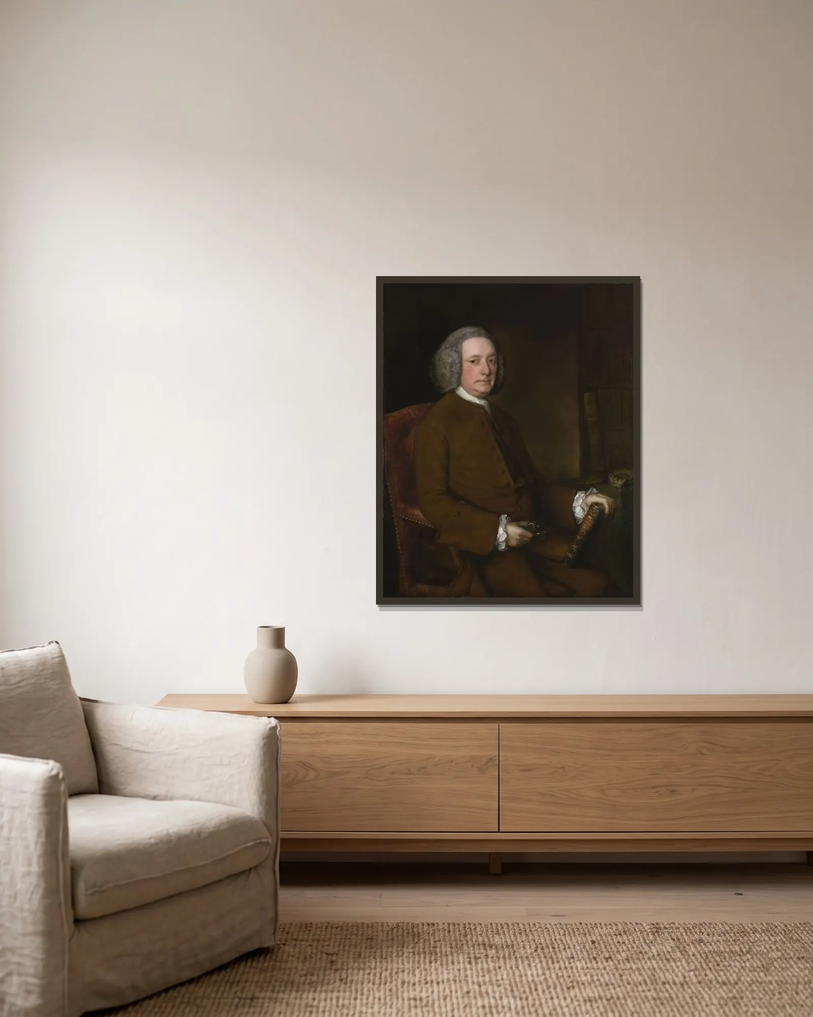 Thomas Haviland av Thomas Gainsborough inramad på en vägg