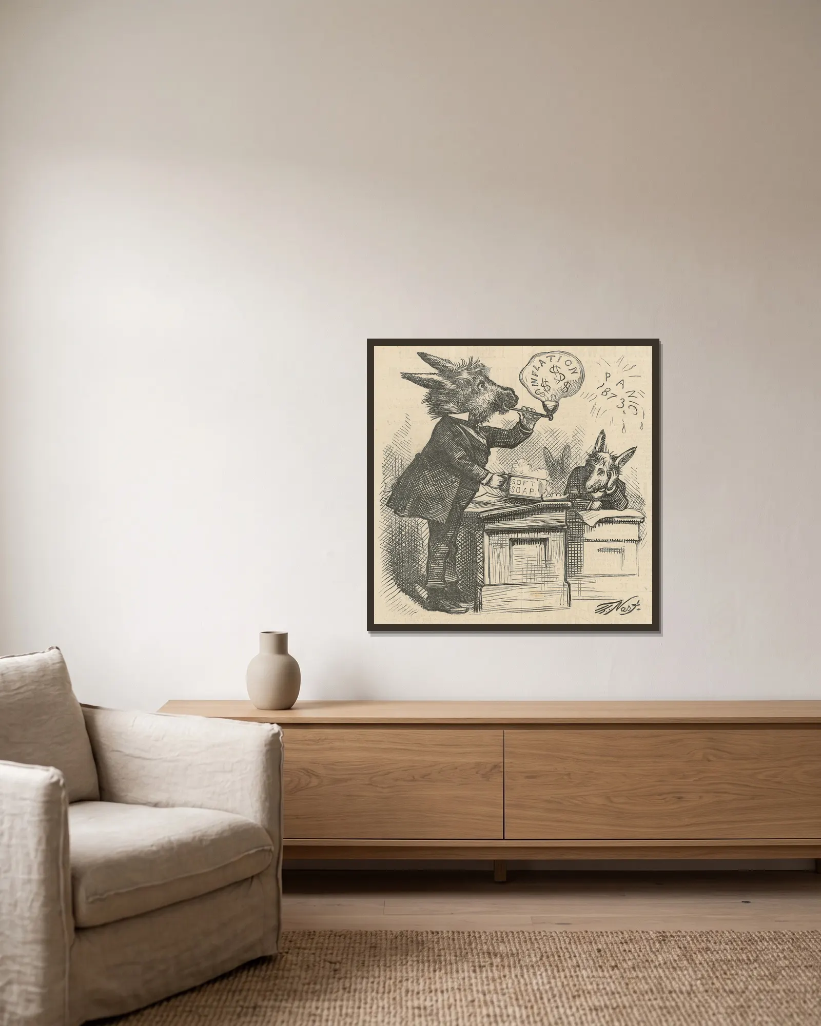 Fine-ass committee av Thomas Nast inramad på en vägg