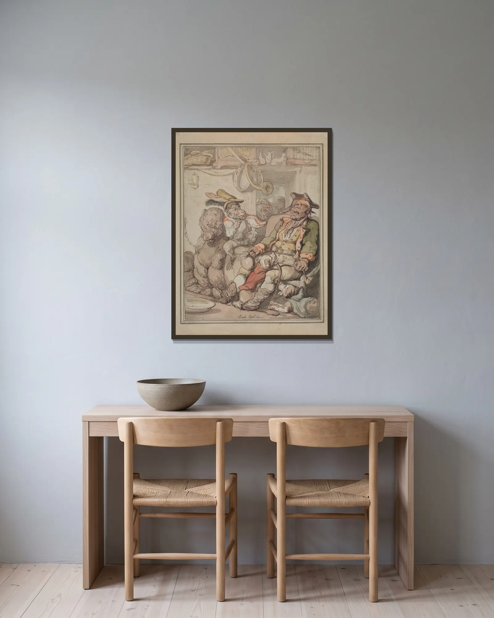 Comparative Anatomy Study av Thomas Rowlandson inramad på en vägg