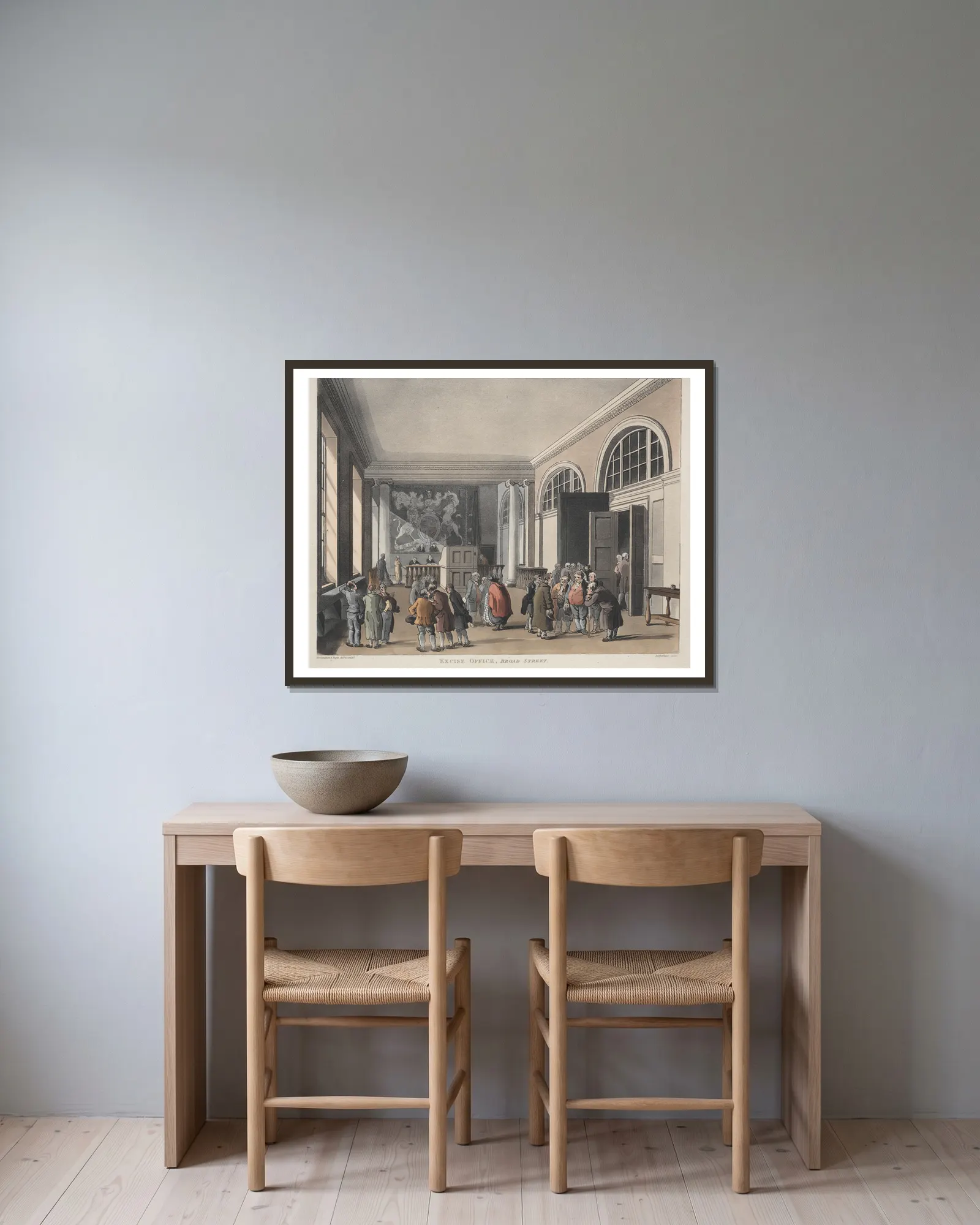 Excise Office, Broad Street av Thomas Rowlandson inramad på en vägg