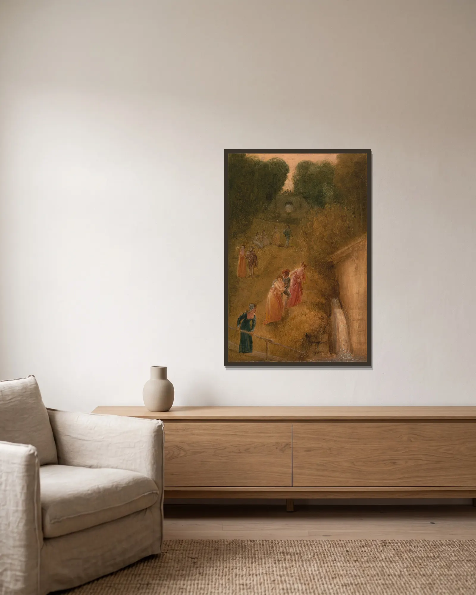 The Mill av Thomas Stothard inramad på en vägg