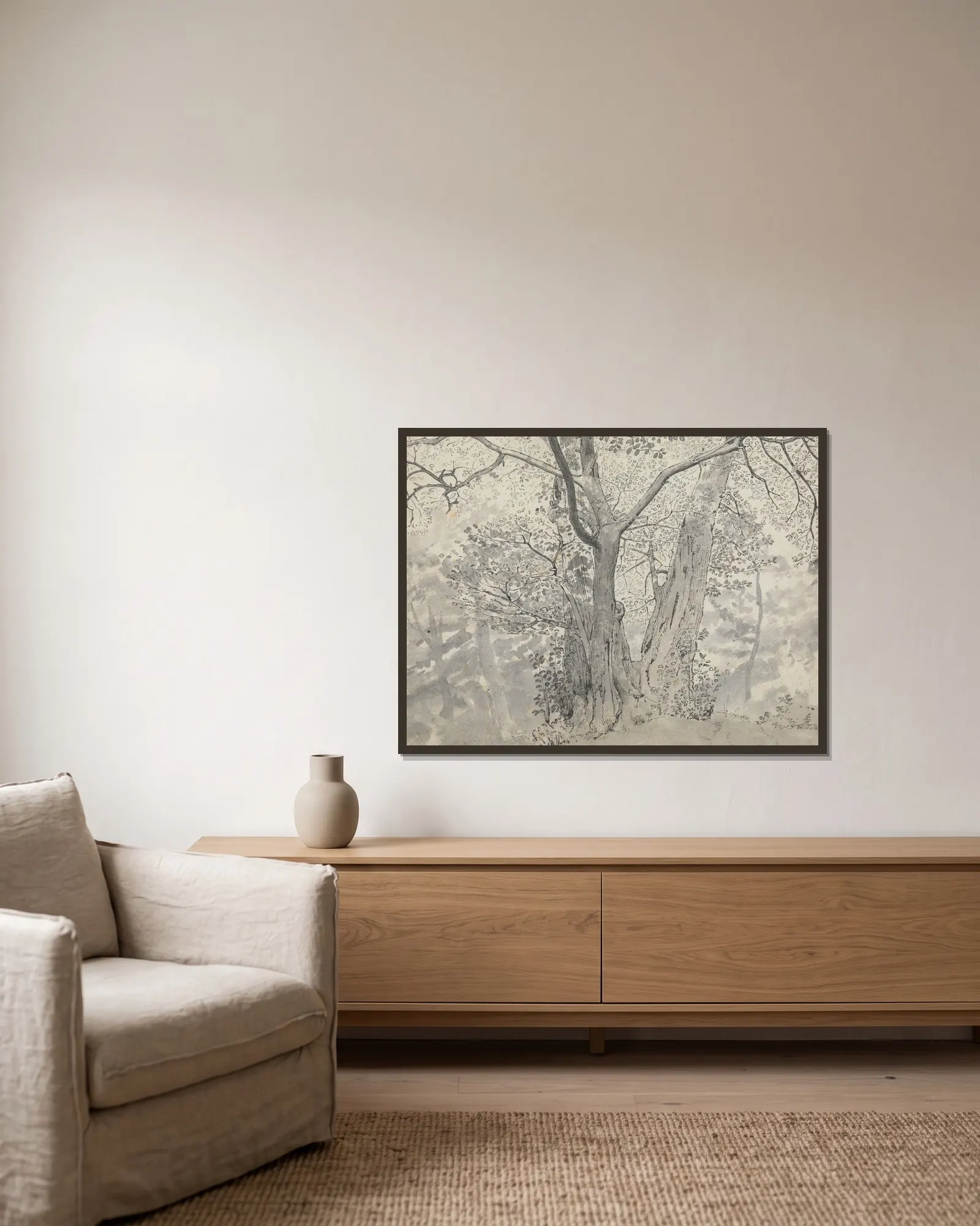 Tree Study av Thomas Stothard inramad på en vägg