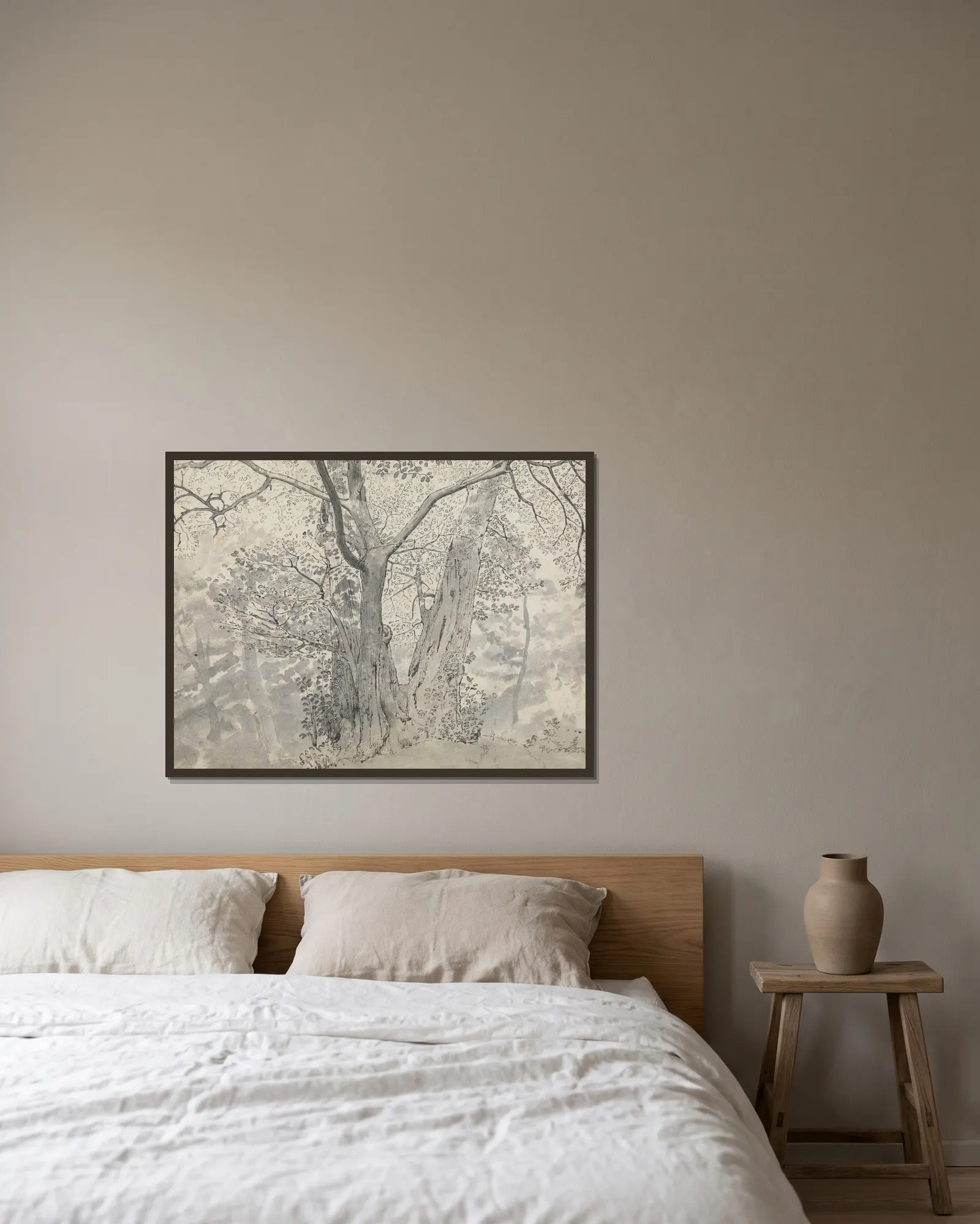 Tree Study av Thomas Stothard inramad på en vägg