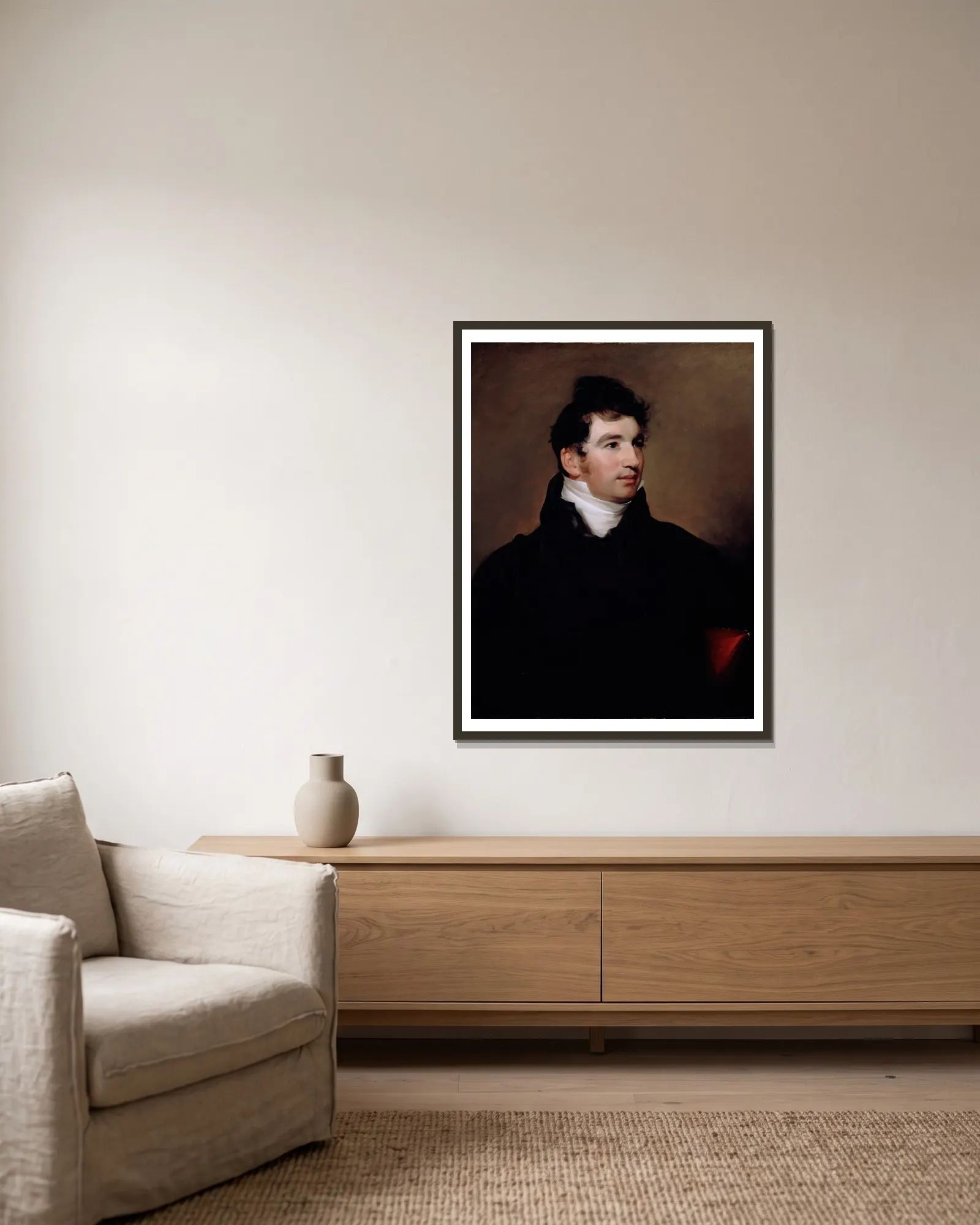 Dr. Edward Hudson av Thomas Sully inramad på en vägg