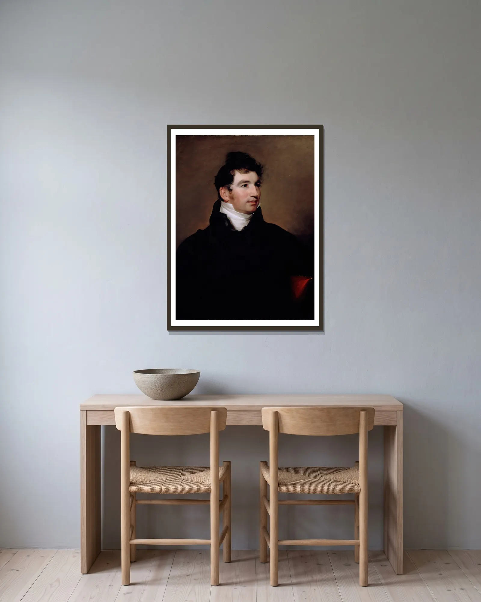 Dr. Edward Hudson av Thomas Sully inramad på en vägg
