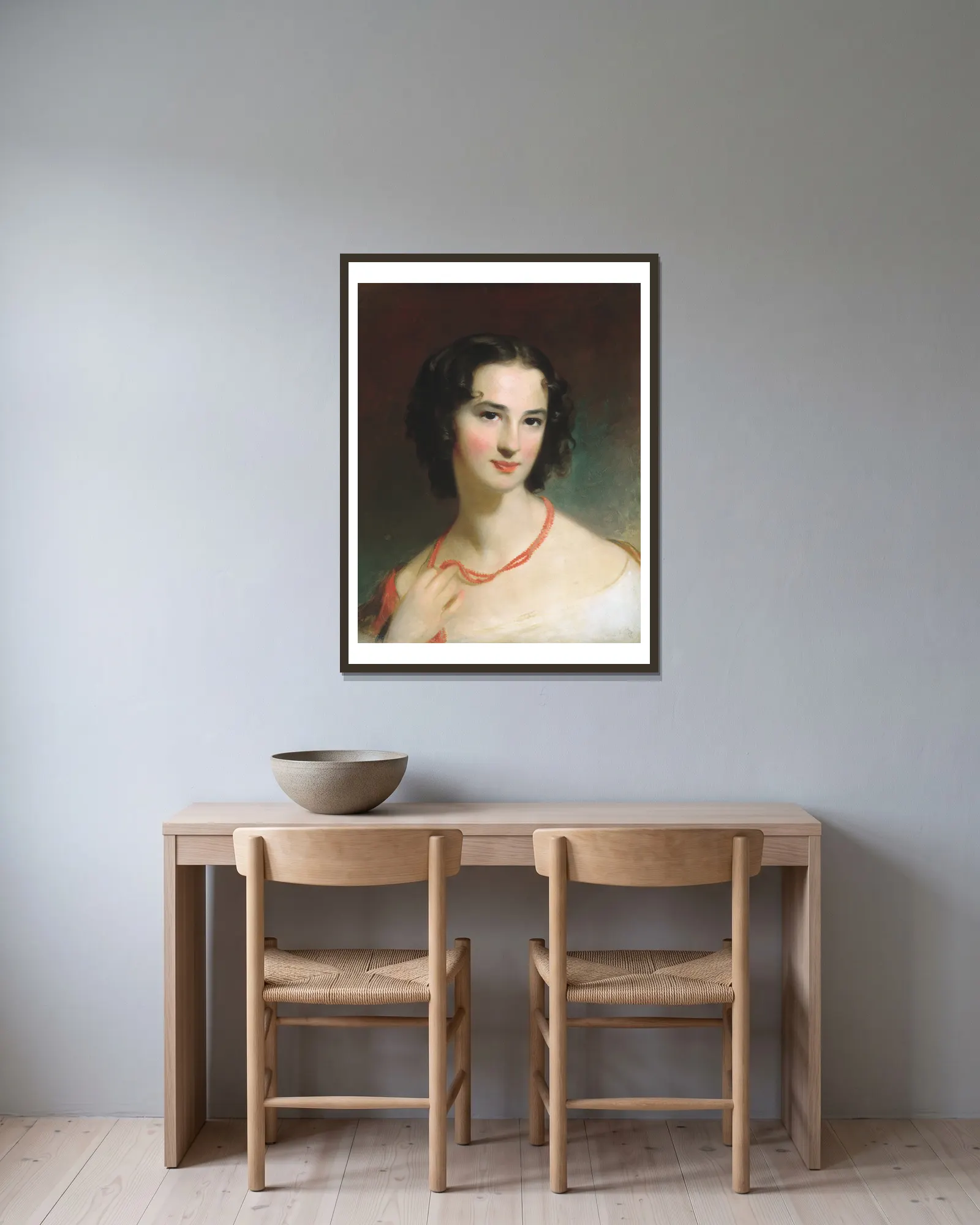Mrs. James Montgomery, Jr. av Thomas Sully inramad på en vägg