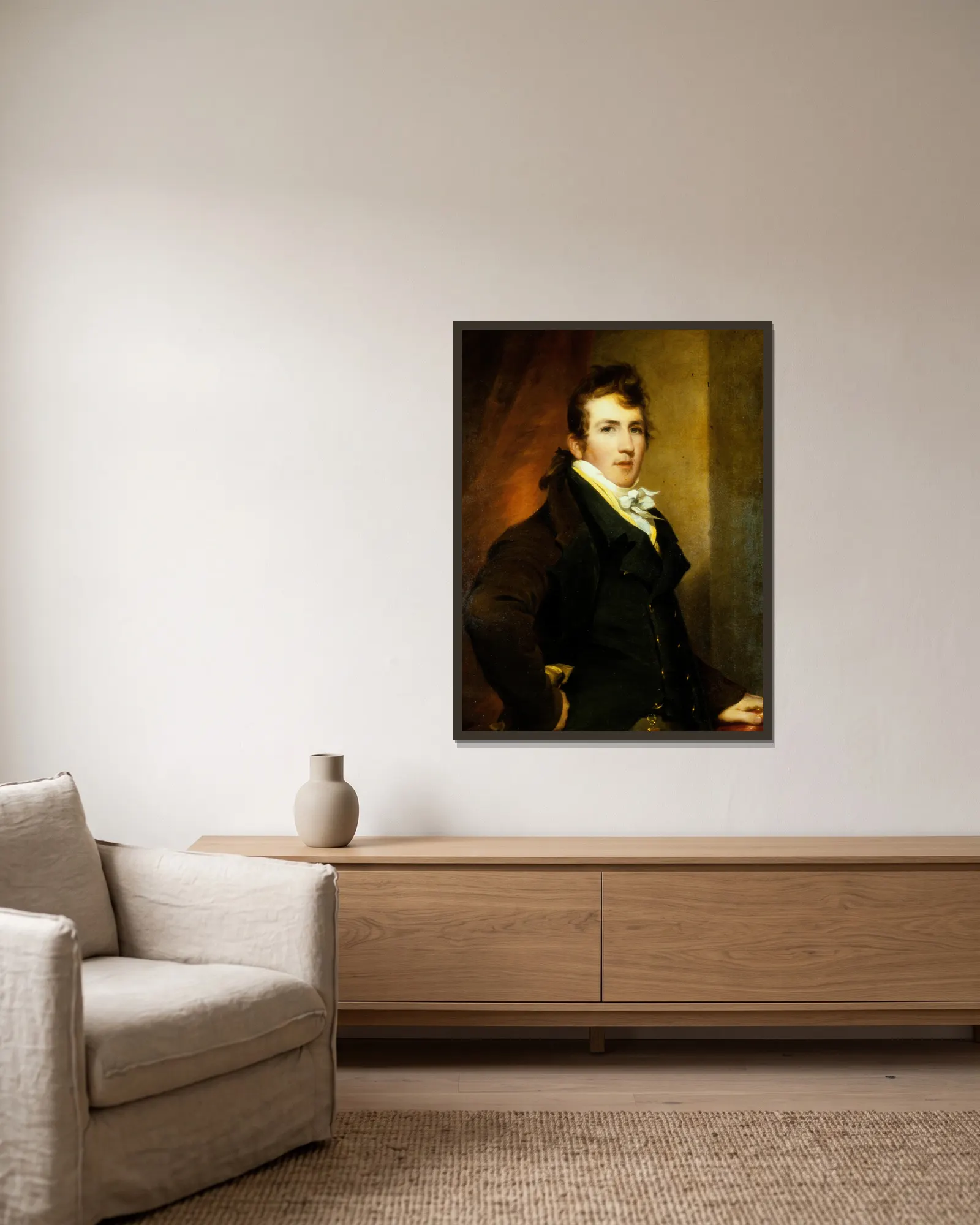 Portrait of Robert Erwin Gray av Thomas Sully inramad på en vägg