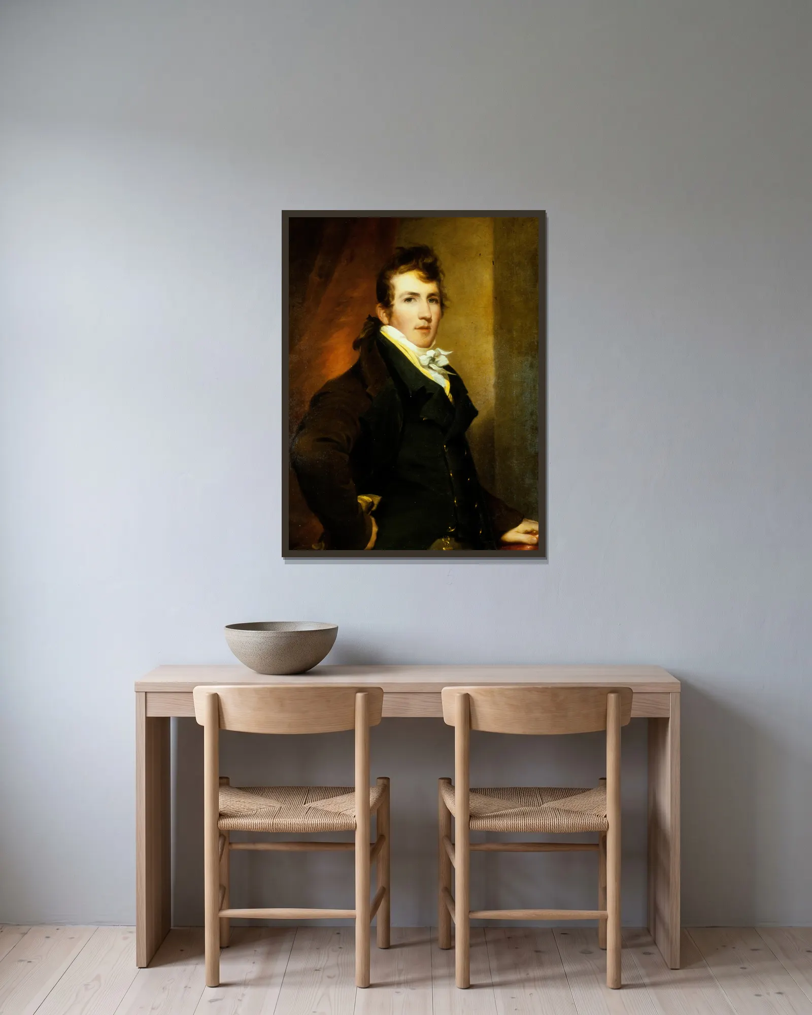 Portrait of Robert Erwin Gray av Thomas Sully inramad på en vägg