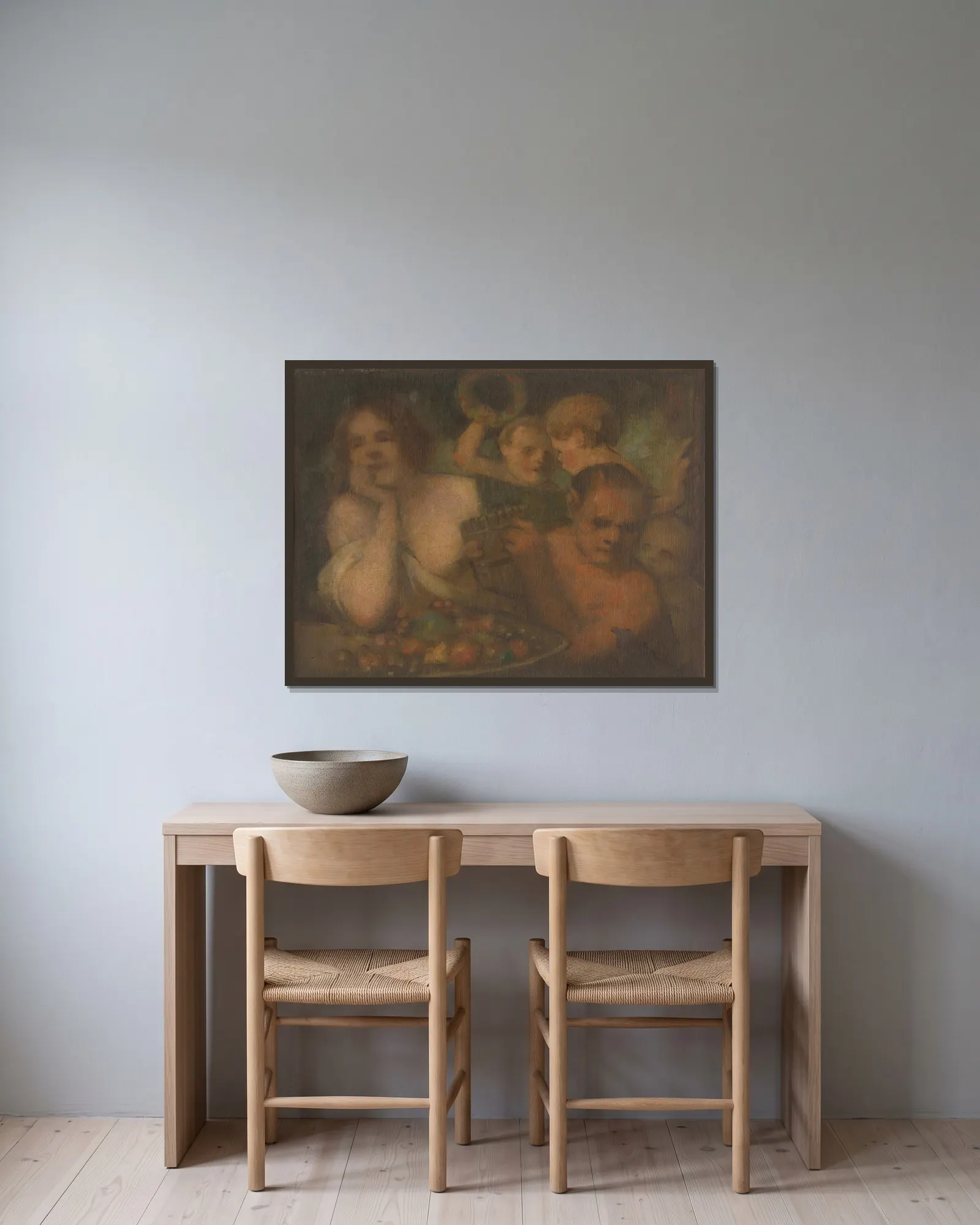 Bacchanalia av Milan Thomka Mitrovský inramad på en vägg