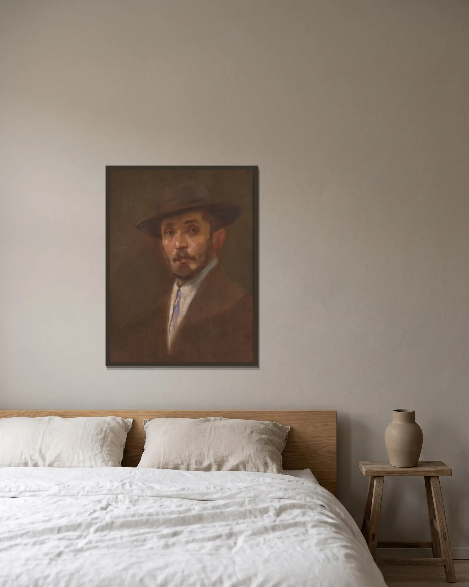 Self-Portrait av Milan Thomka Mitrovský inramad på en vägg