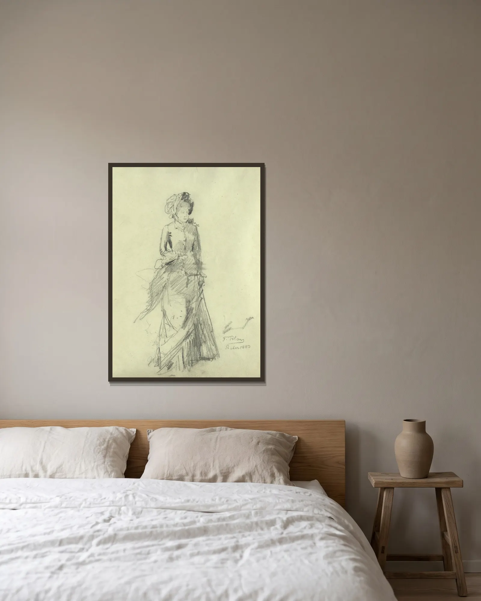Dame im Prater (Studie zum Praterbild im Belvedere) av Tina Blau inramad på en vägg