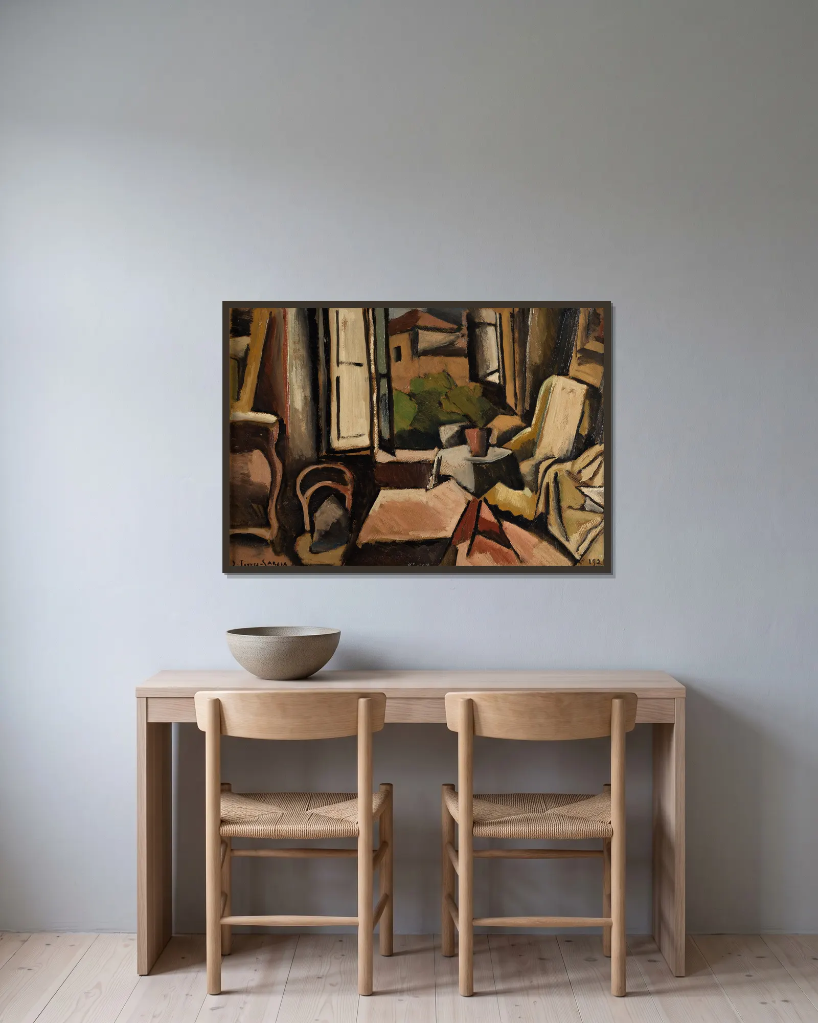 Interior av Joaquín Torres-García inramad på en vägg