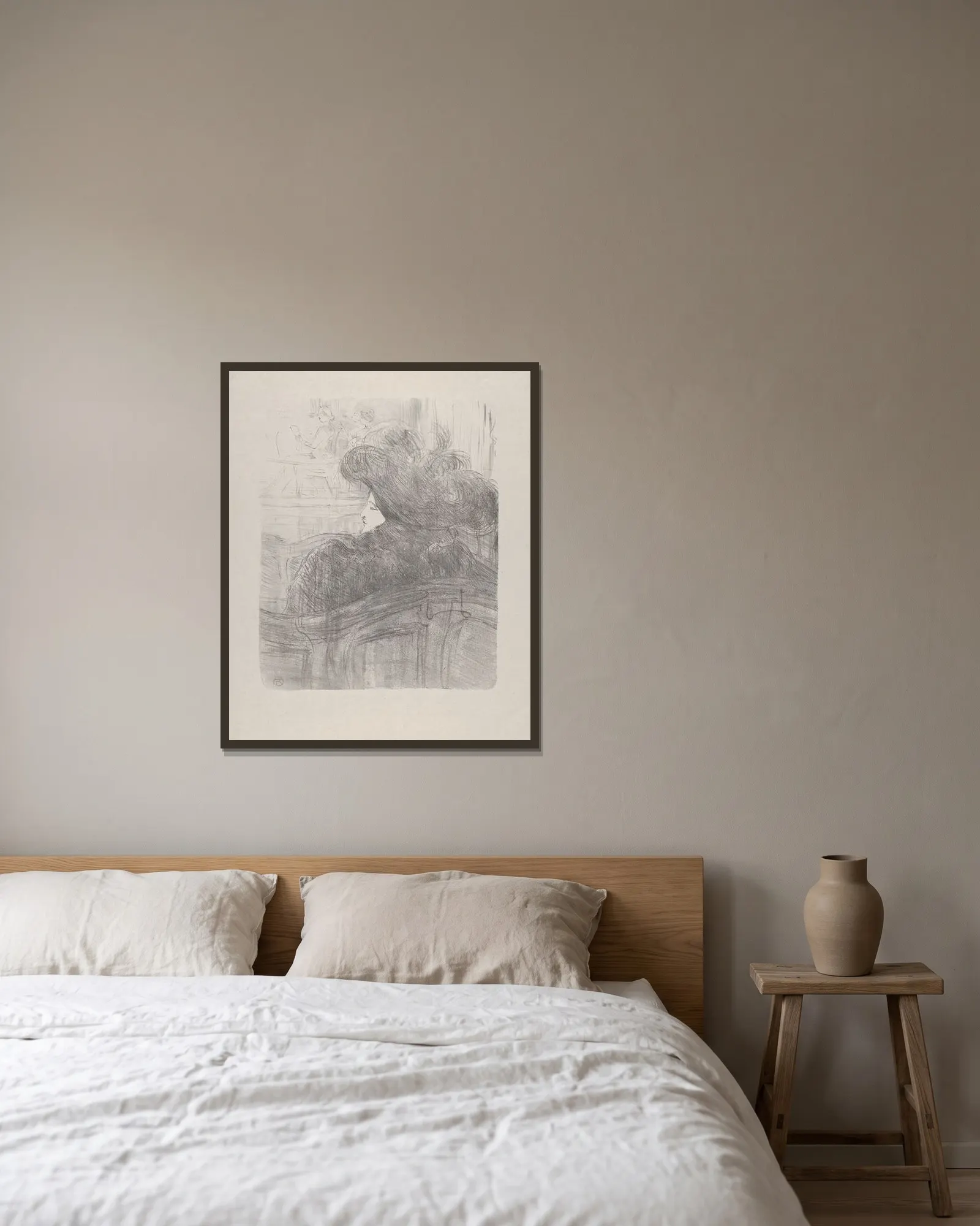 Cléo de Mérode av Henri de Toulouse-Lautrec inramad på en vägg