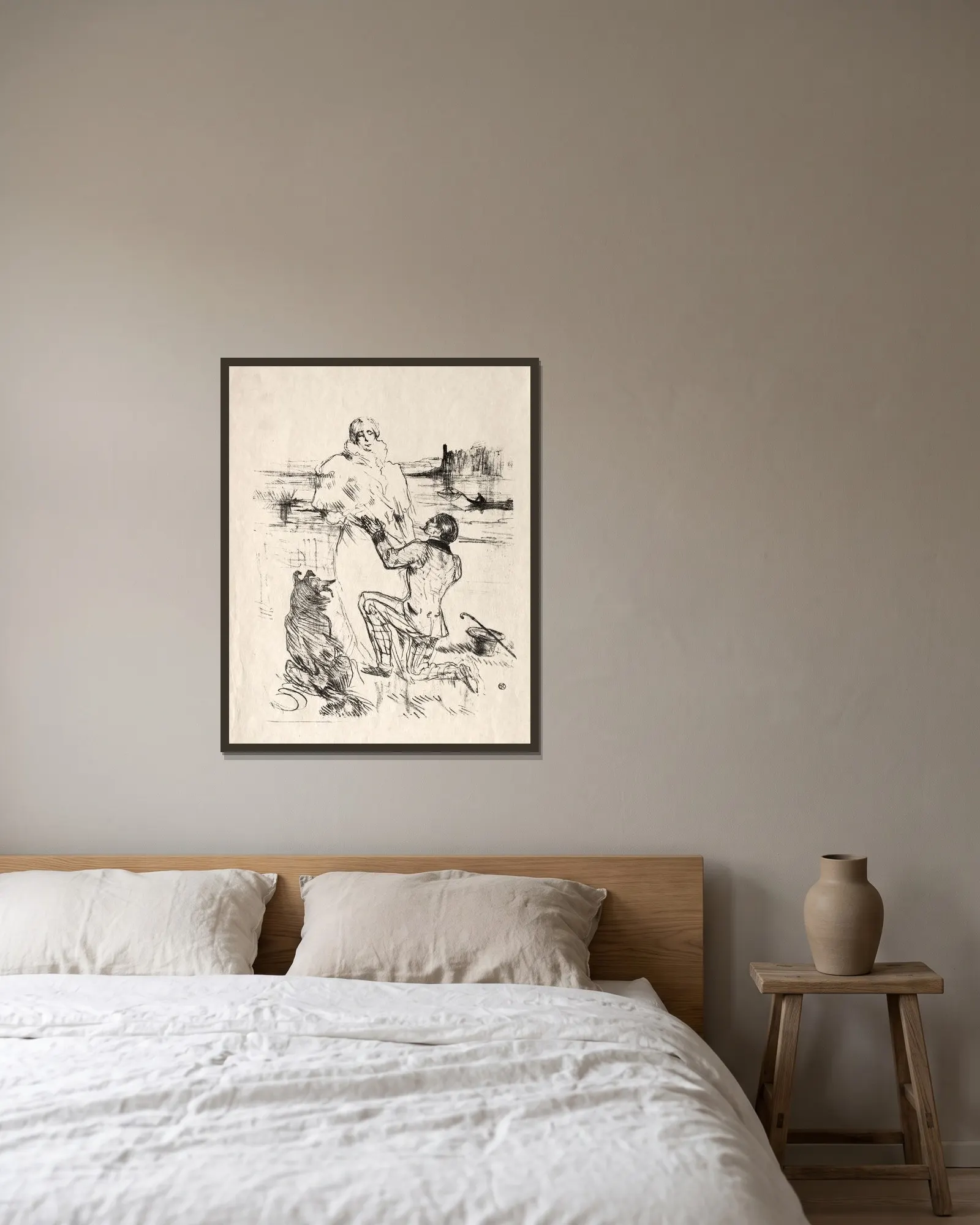 Déclaration av Henri de Toulouse-Lautrec inramad på en vägg