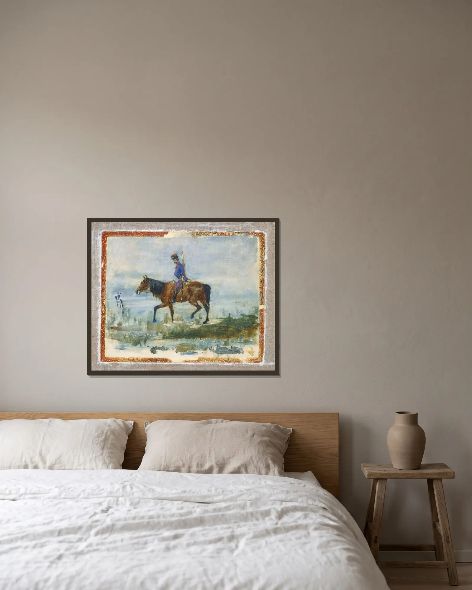 Hussars av Henri de Toulouse-Lautrec inramad på en vägg
