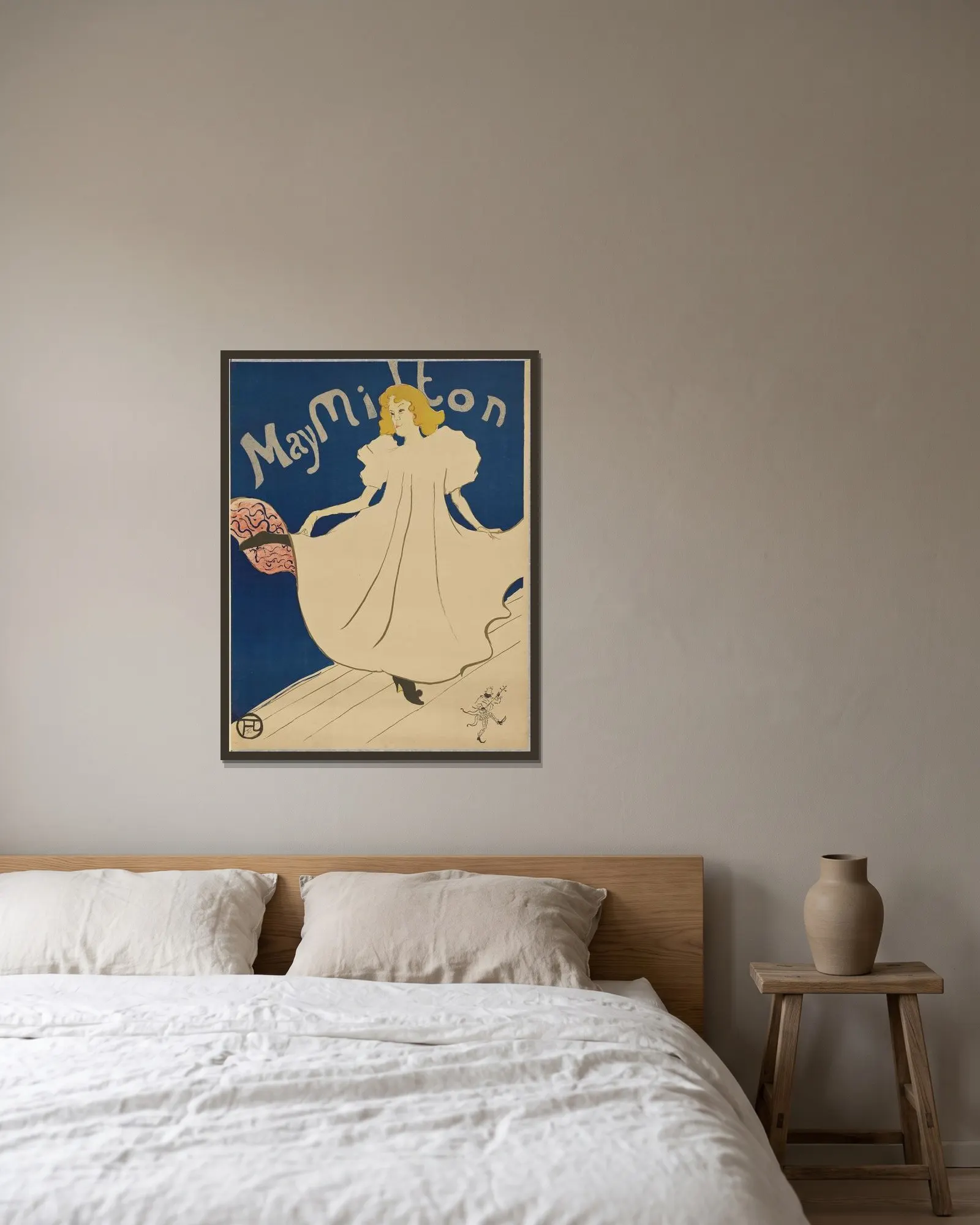 May Milton av Henri de Toulouse-Lautrec inramad på en vägg