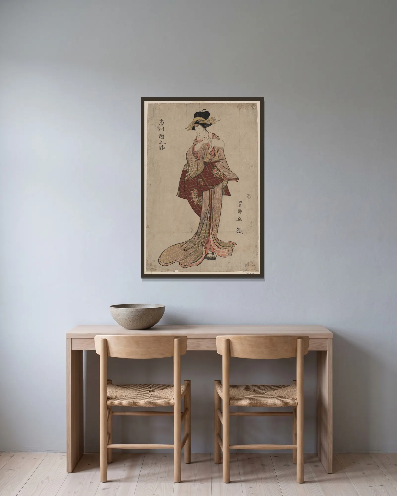 Ichikawa Dannosuke av Toyokuni Utagawa inramad på en vägg