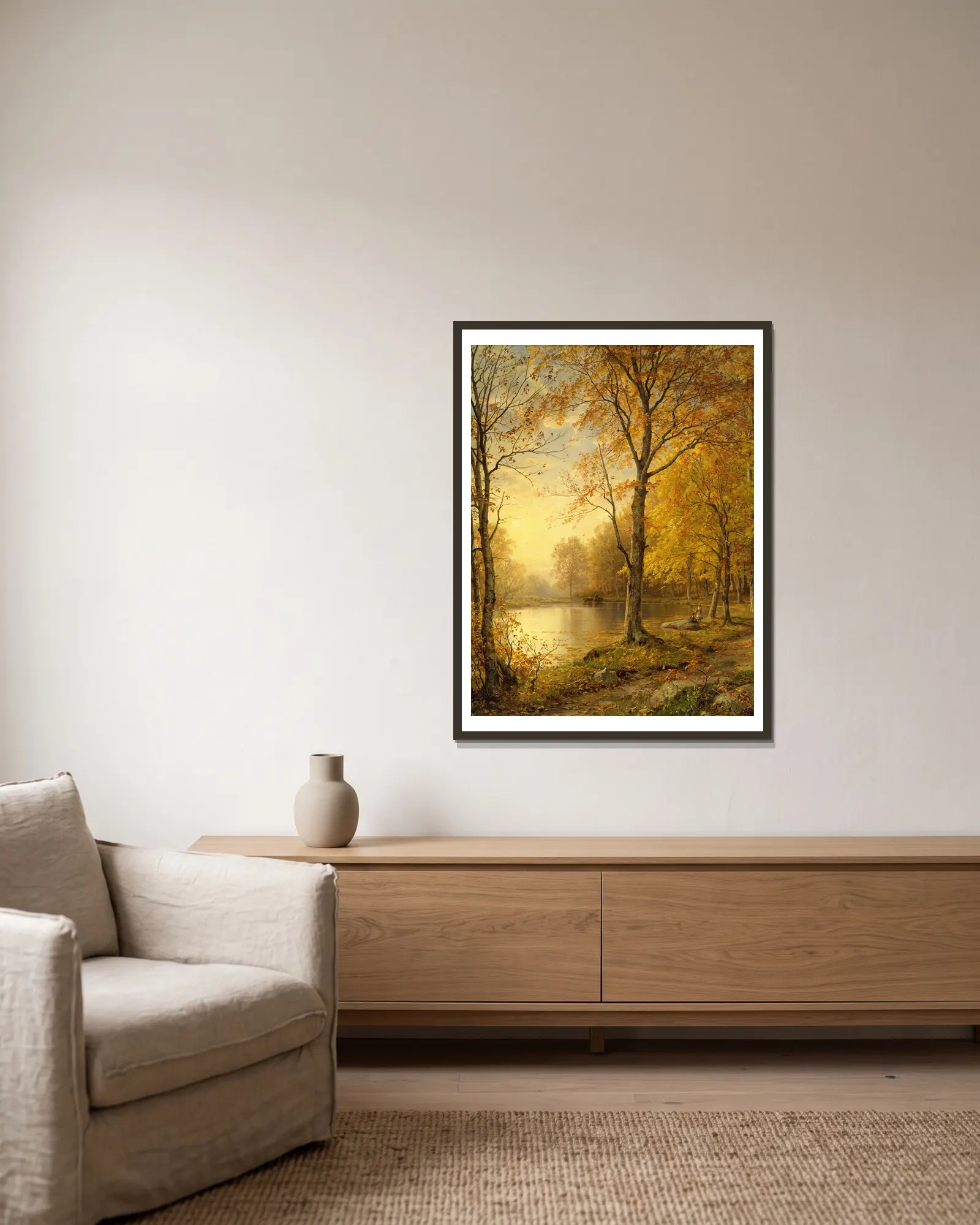 Indian Summer av William Trost Richards inramad på en vägg