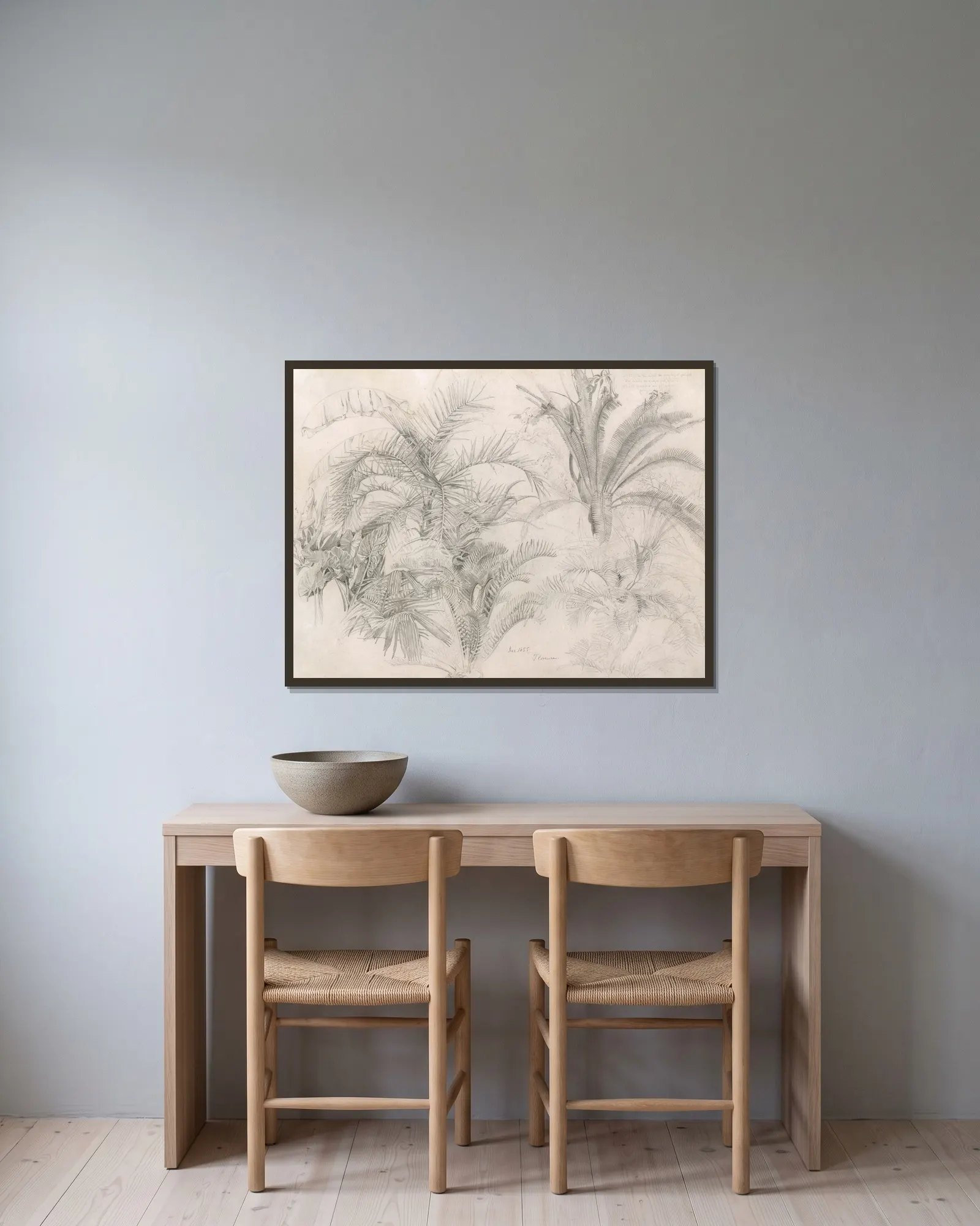 Palms av William Trost Richards inramad på en vägg