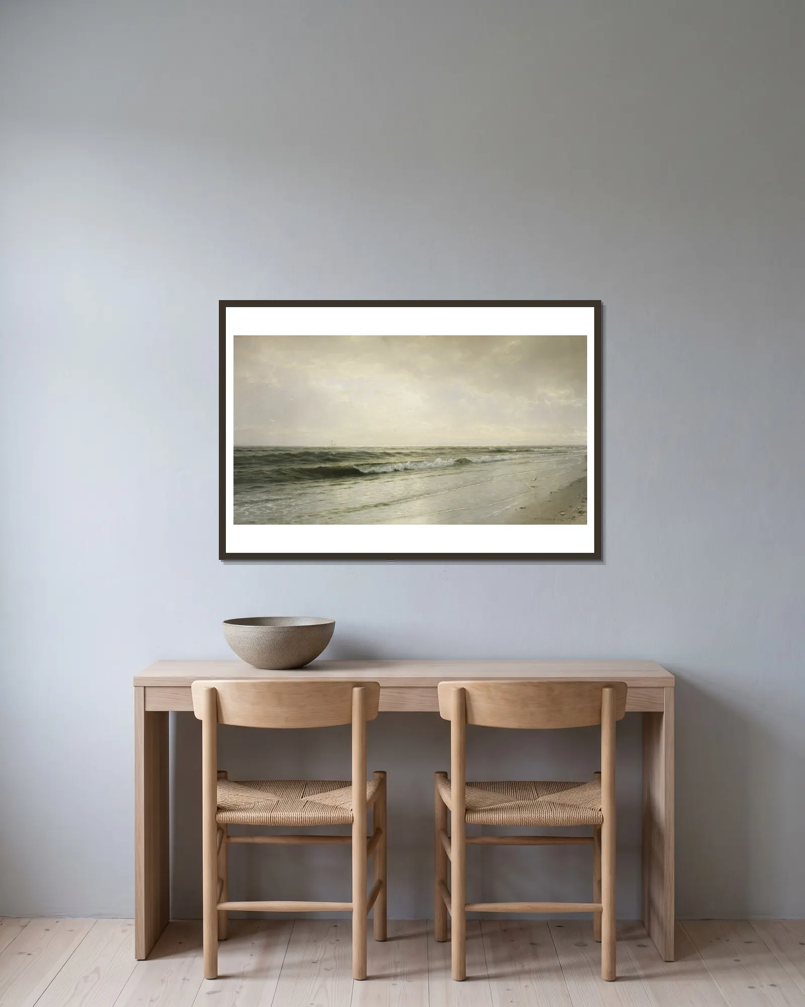 Quiet Seascape av William Trost Richards inramad på en vägg