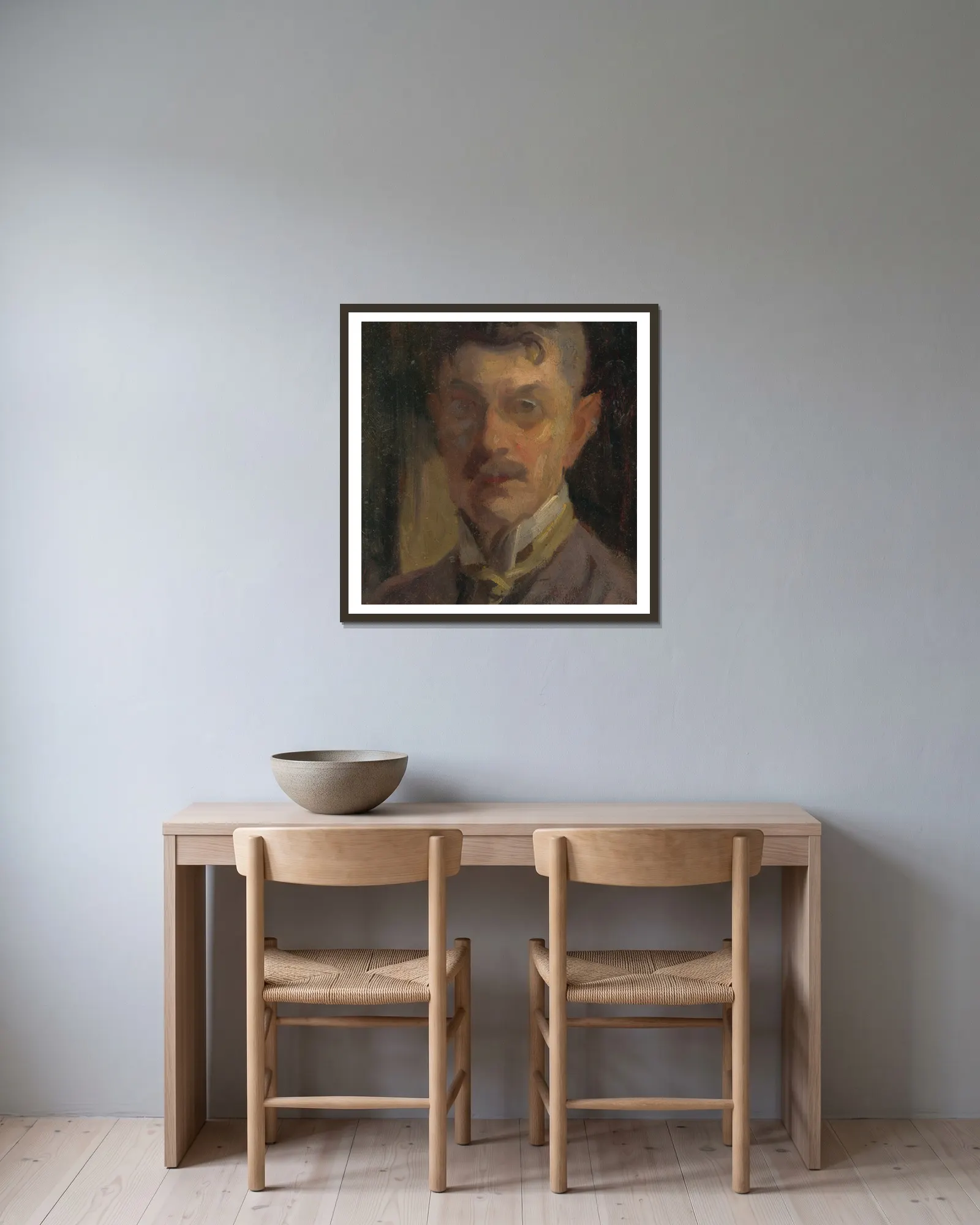 Self-Portrait av Ľudovít Pitthordt inramad på en vägg