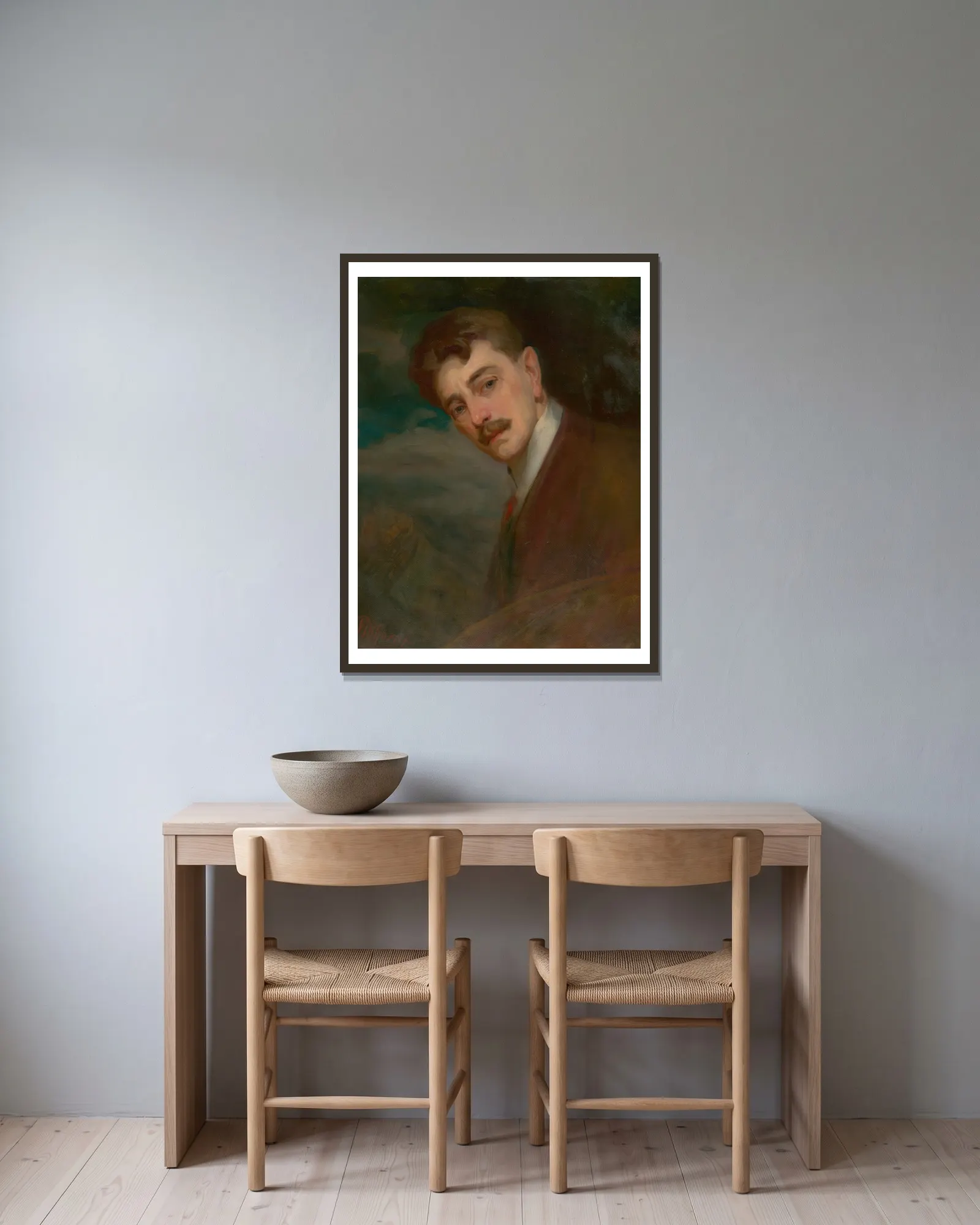 Self-Portrait av Ľudovít Pitthordt inramad på en vägg