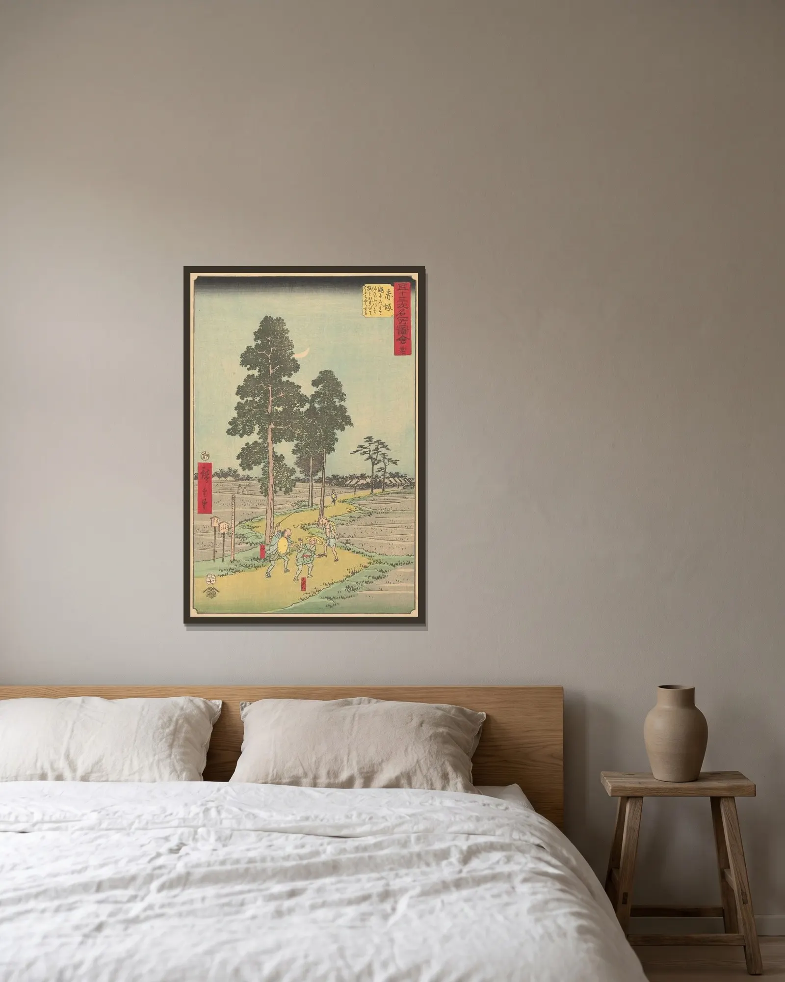 Akasaka av Utagawa Hiroshige inramad på en vägg