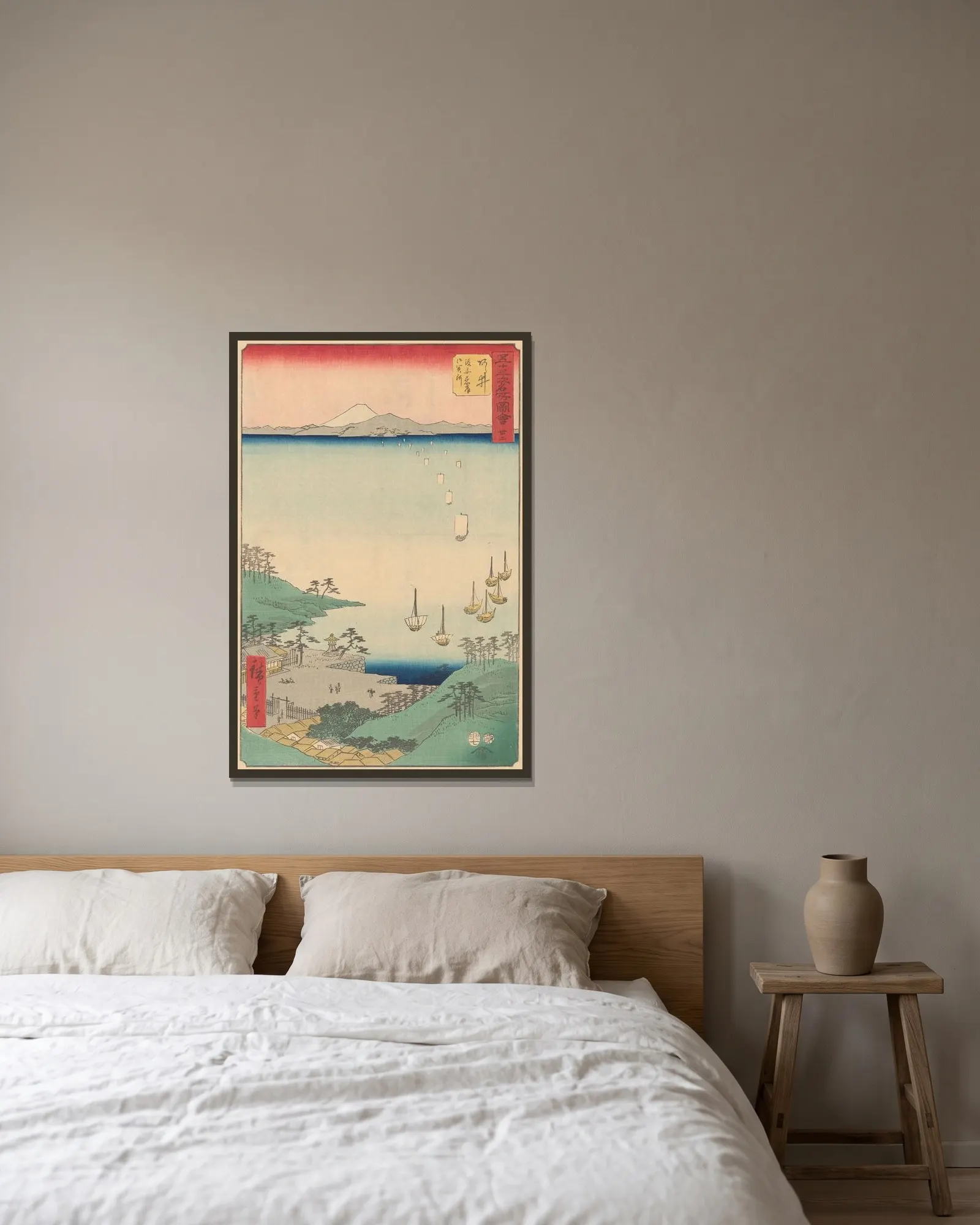Arai av Utagawa Hiroshige inramad på en vägg