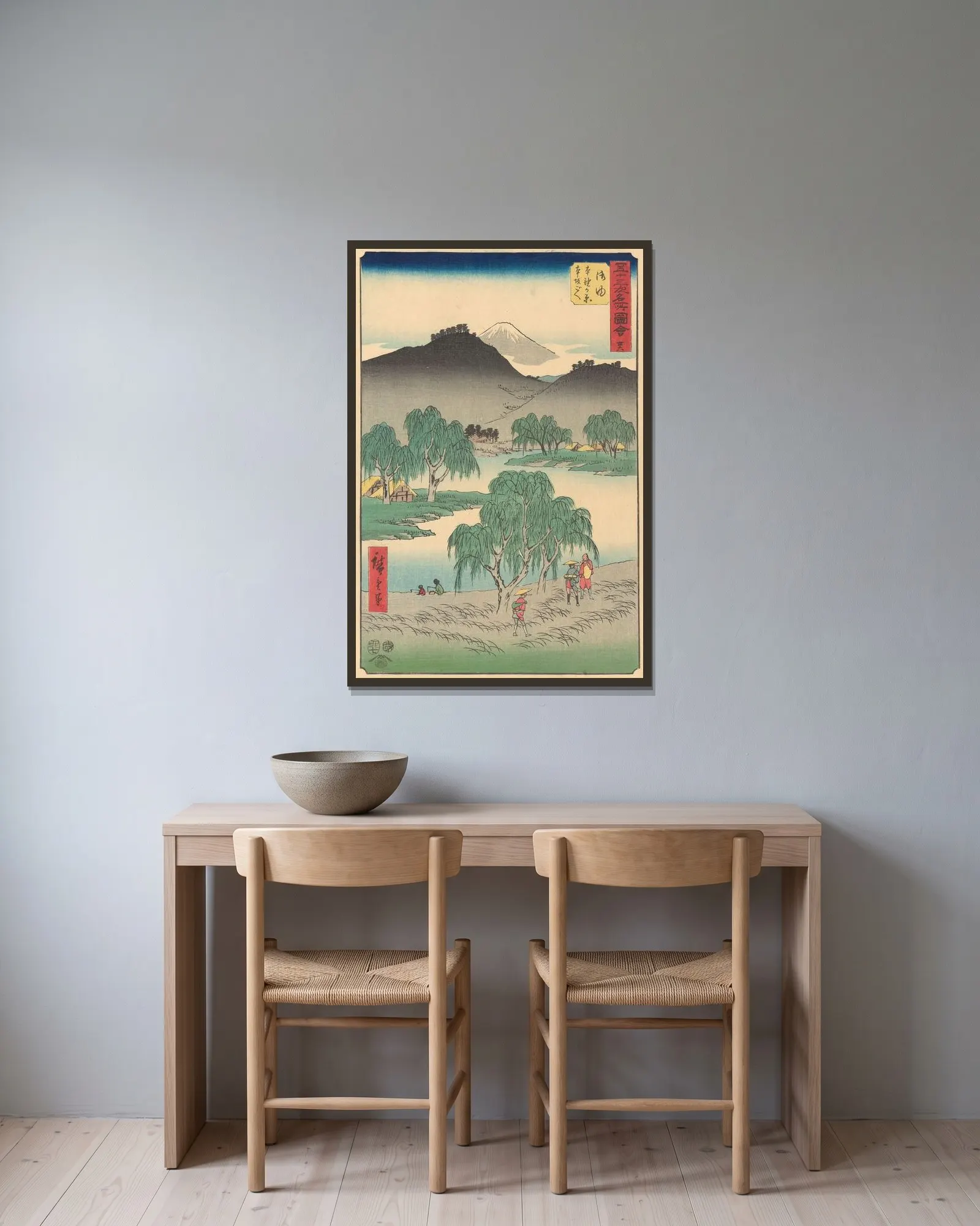 Goyu av Utagawa Hiroshige inramad på en vägg