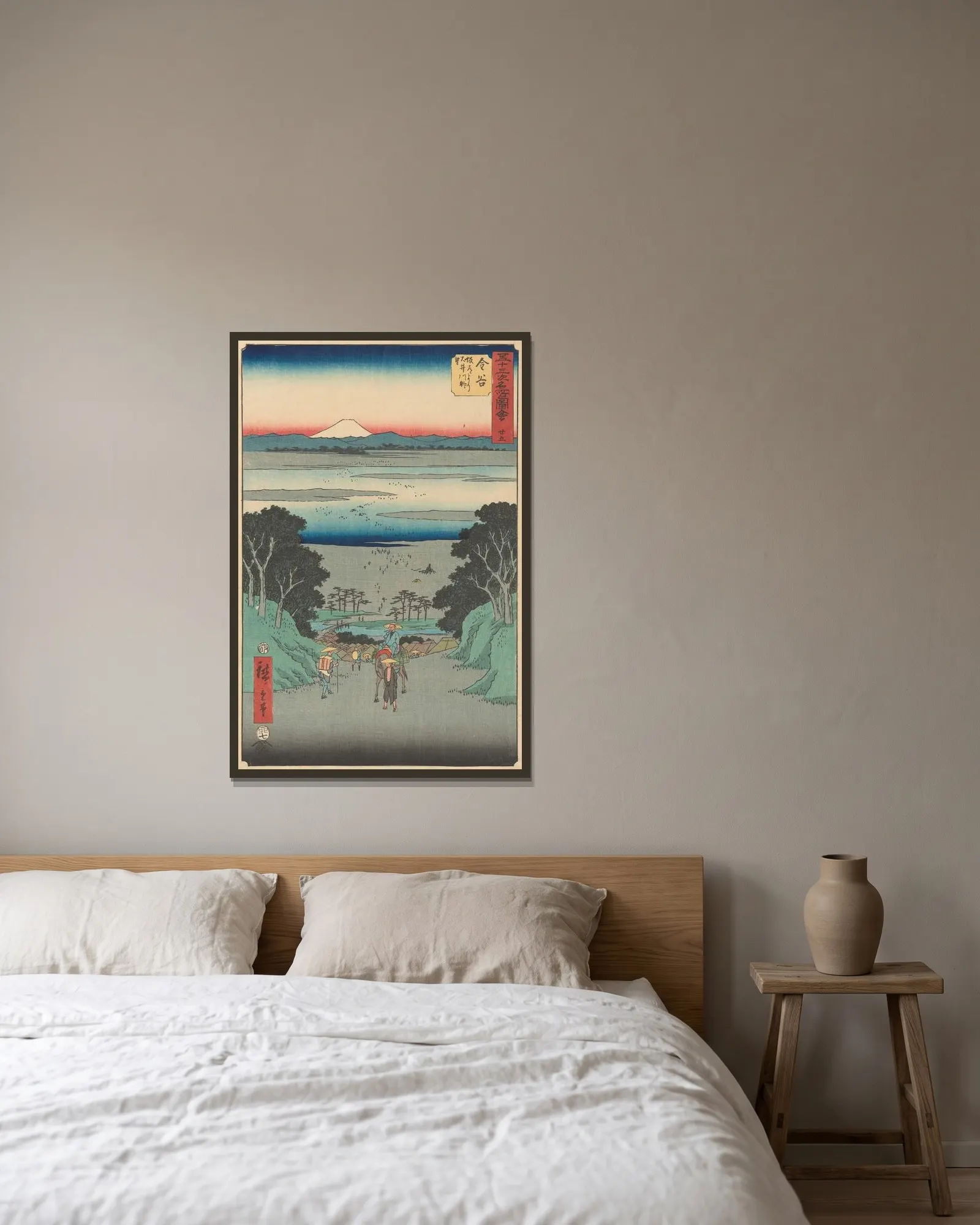 Kanaya av Utagawa Hiroshige inramad på en vägg