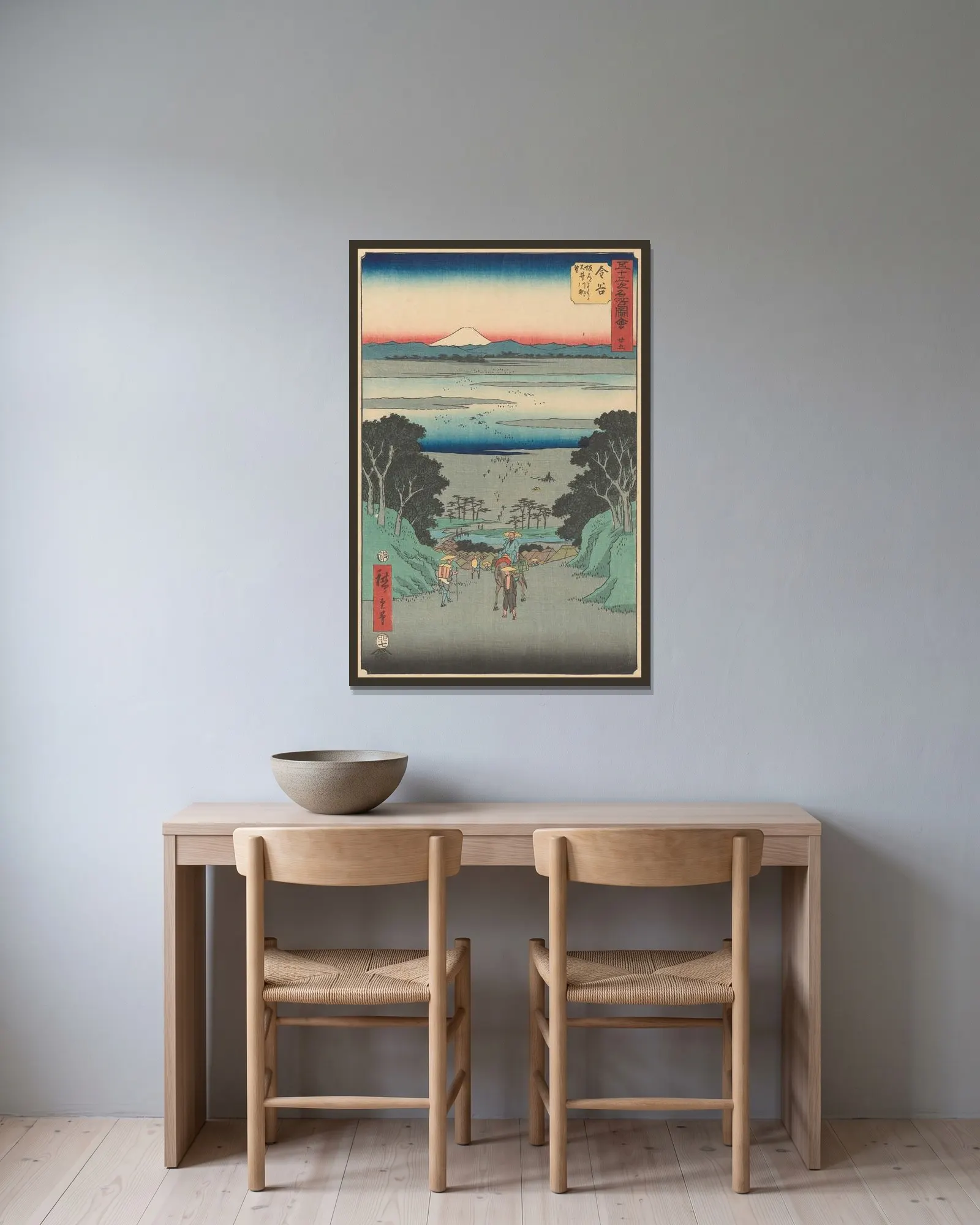 Kanaya av Utagawa Hiroshige inramad på en vägg