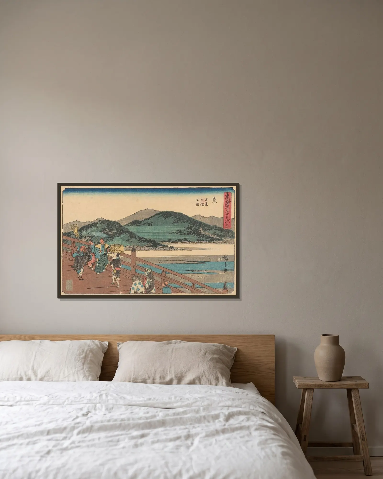 Kyoto av Utagawa Hiroshige inramad på en vägg