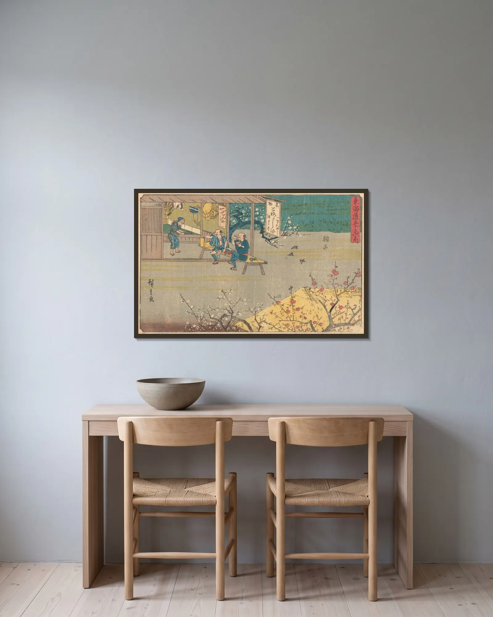 Mariko av Utagawa Hiroshige inramad på en vägg