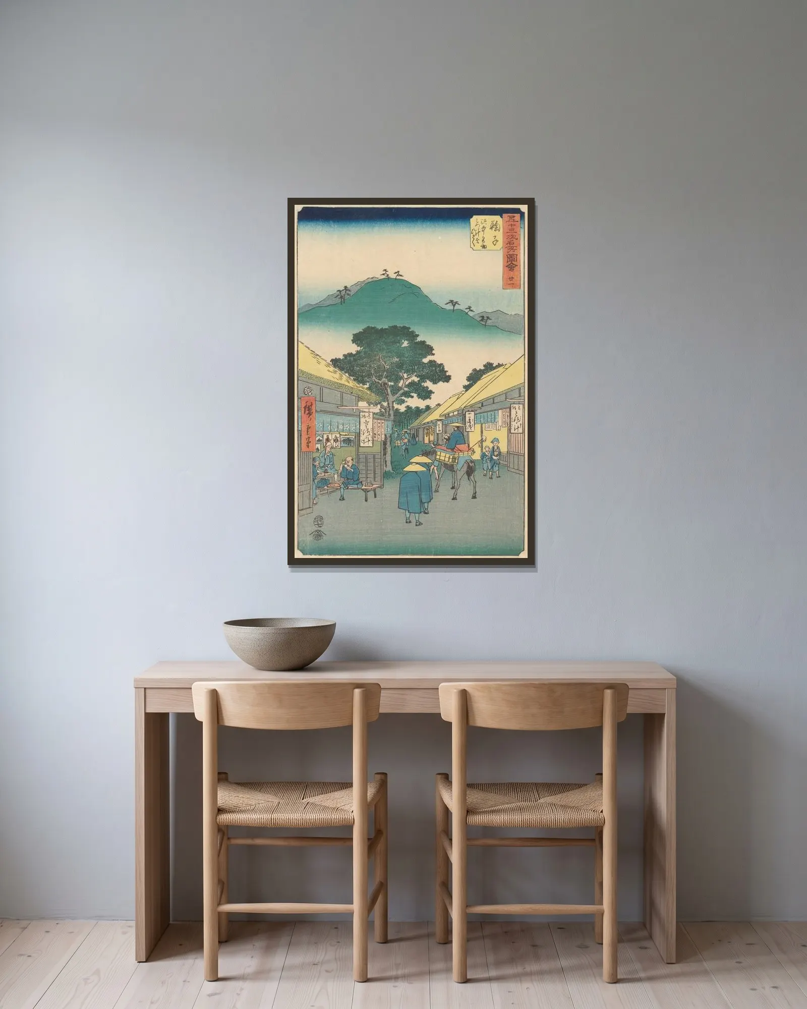 Mariko av Utagawa Hiroshige inramad på en vägg