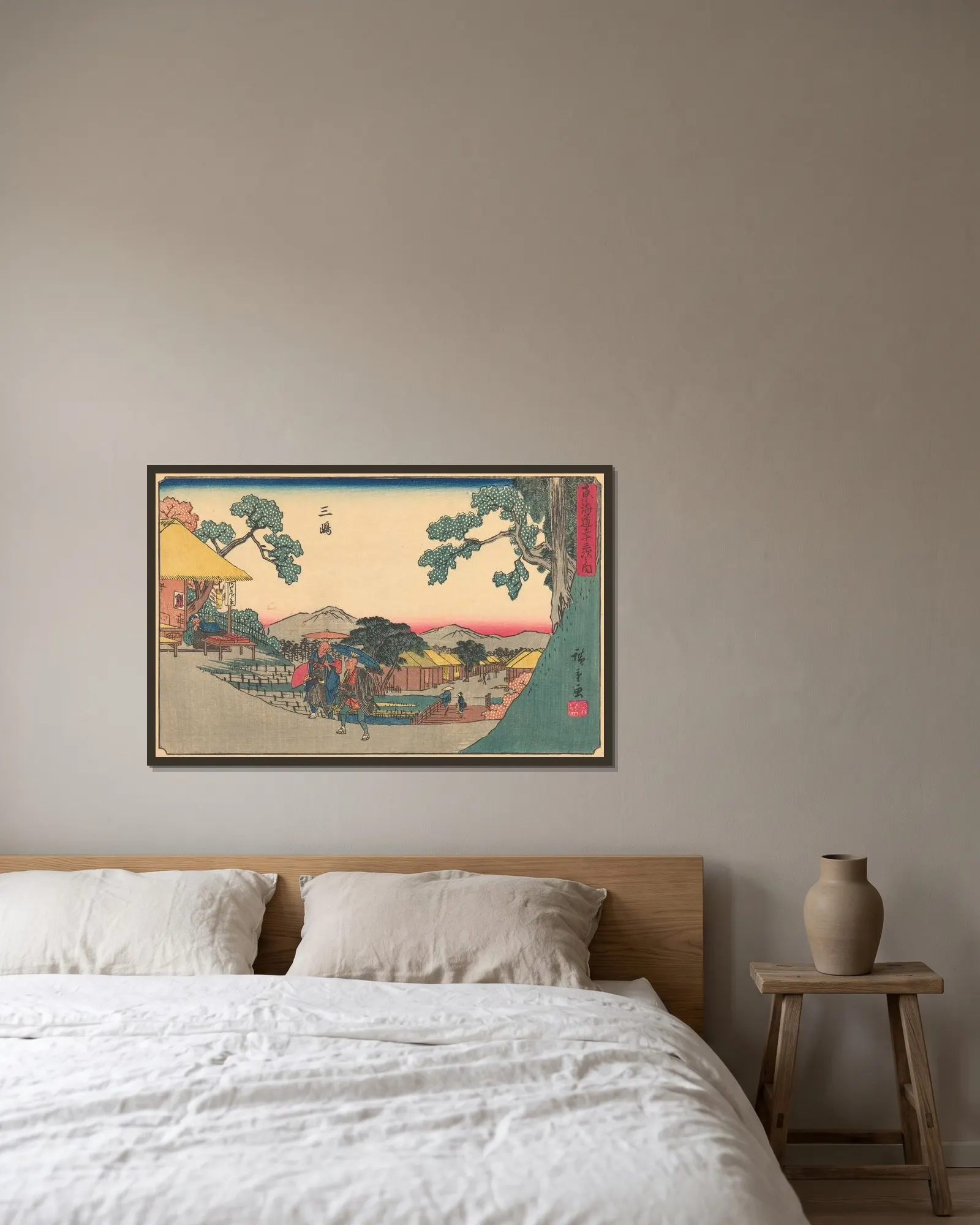 Mishima av Utagawa Hiroshige inramad på en vägg