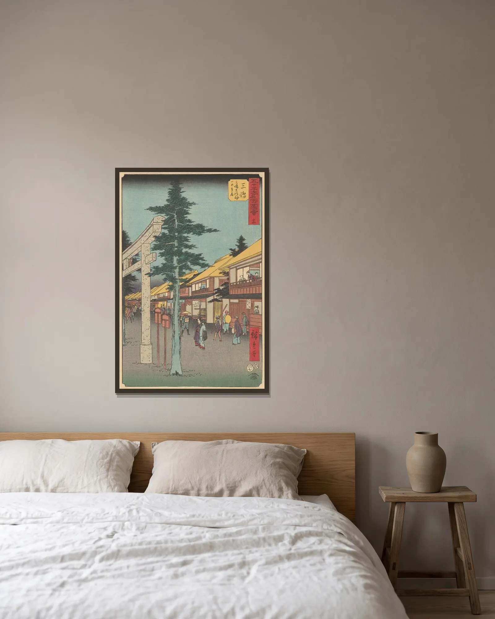 Mishima av Utagawa Hiroshige inramad på en vägg