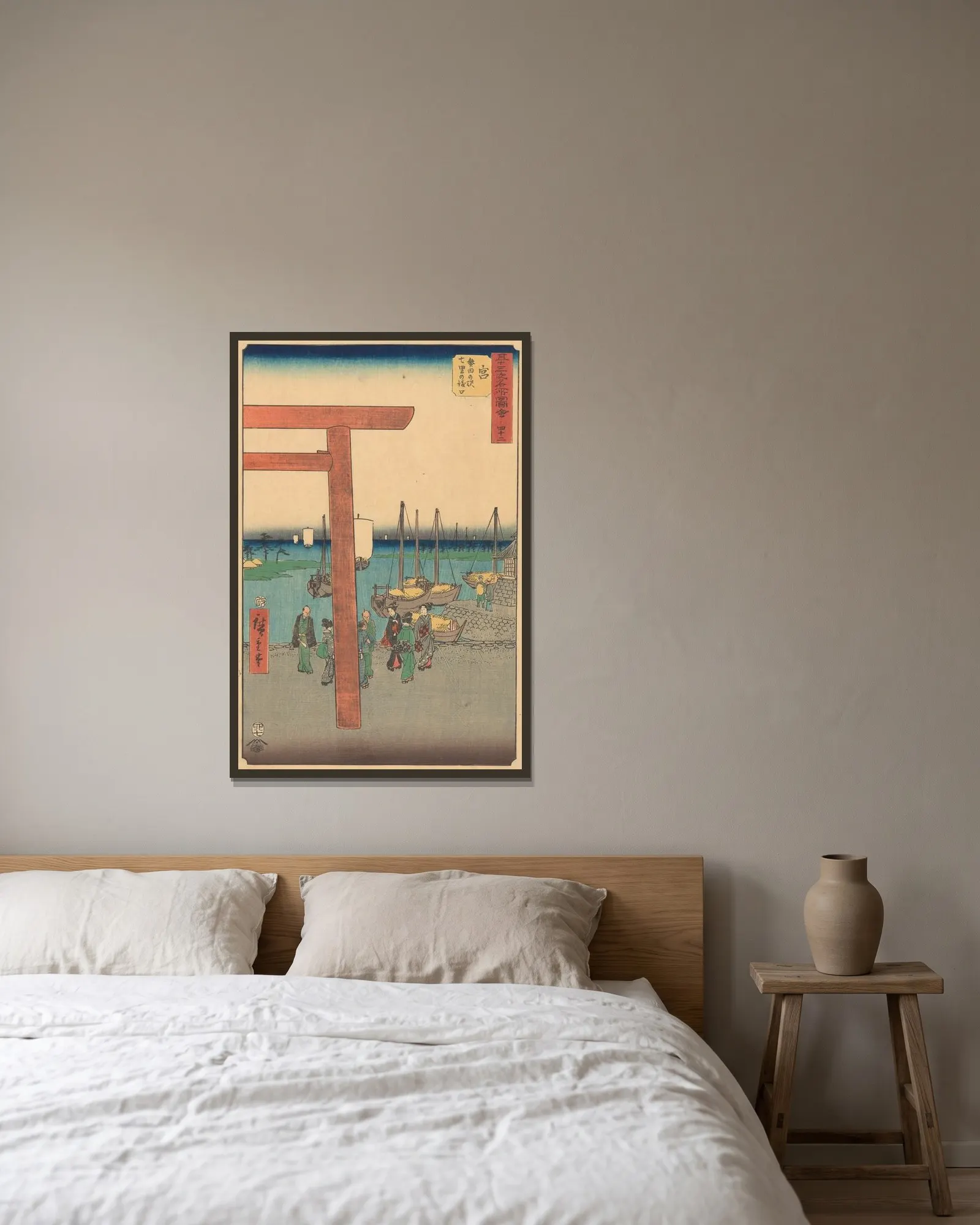 Miya av Utagawa Hiroshige inramad på en vägg