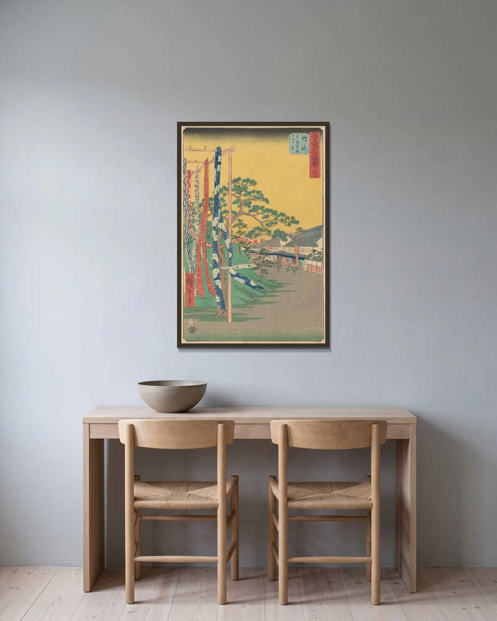Narumi av Utagawa Hiroshige inramad på en vägg