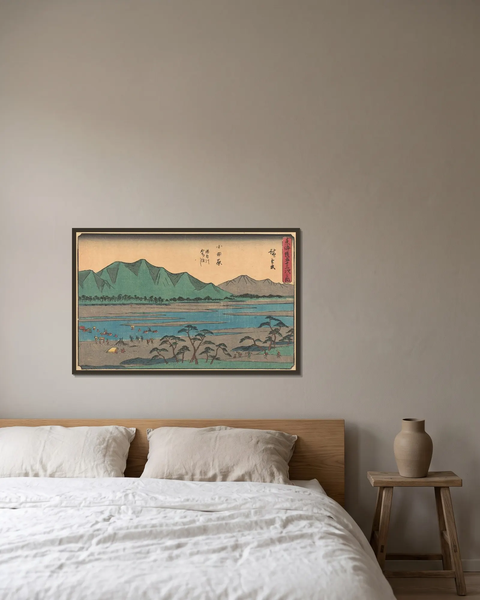 Odawara, 1841 av Utagawa Hiroshige inramad på en vägg
