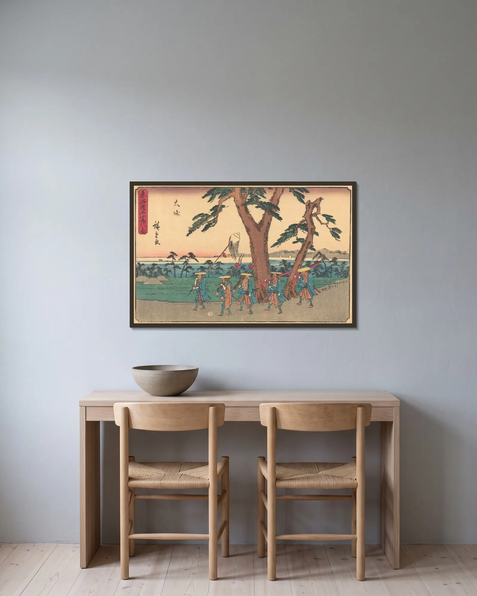 Oiso, 1841 av Utagawa Hiroshige inramad på en vägg