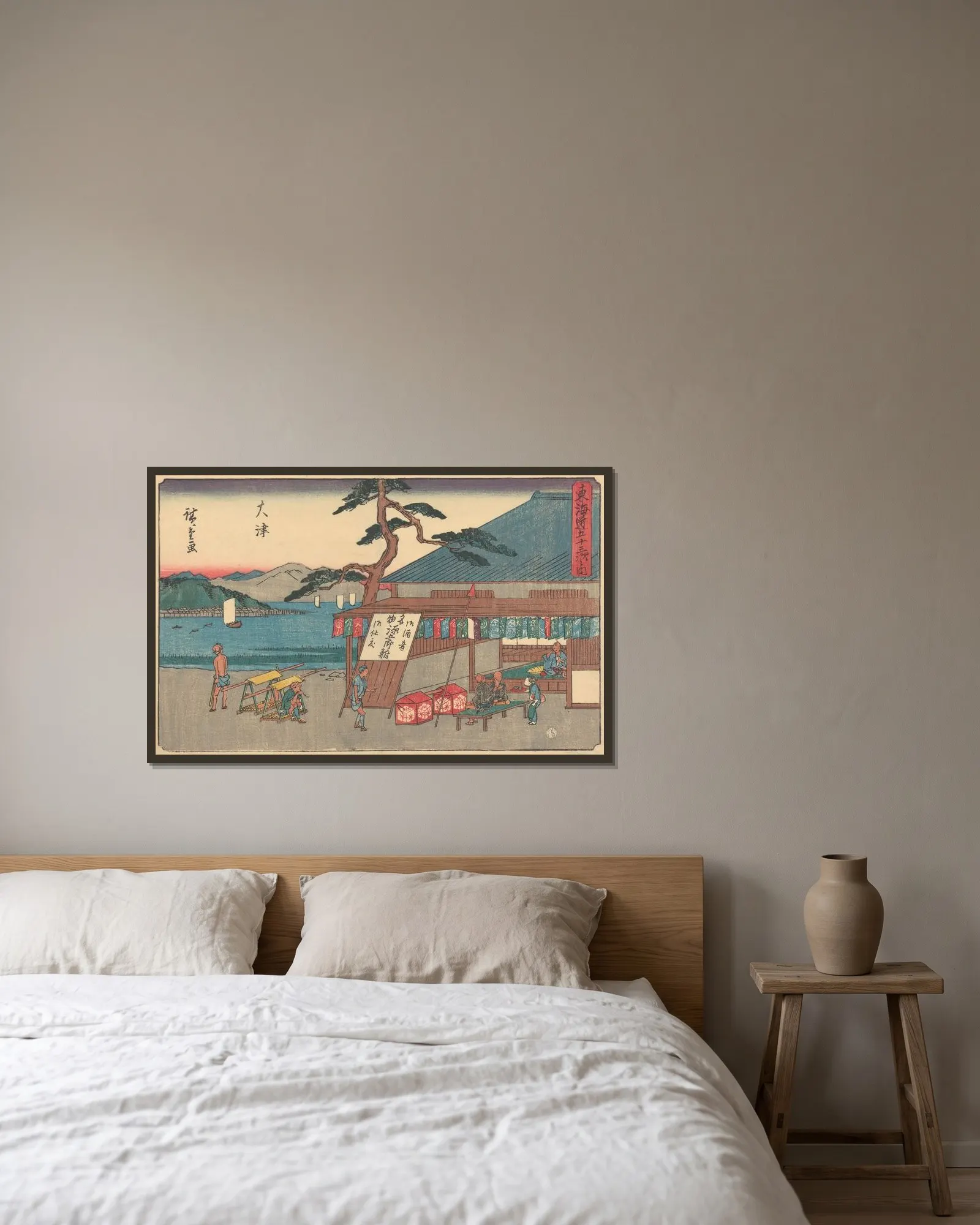 Otsu av Utagawa Hiroshige inramad på en vägg