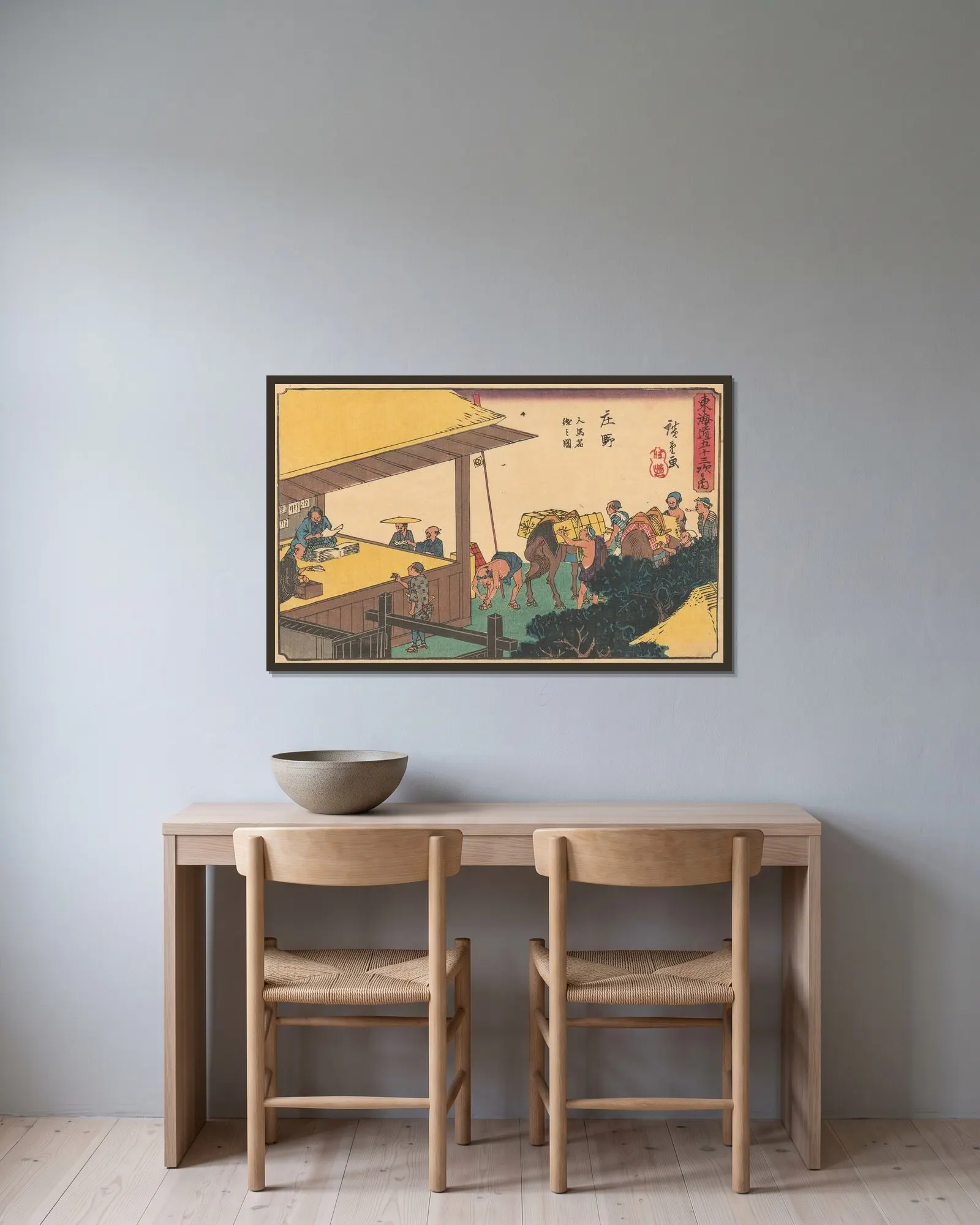 Shono av Utagawa Hiroshige inramad på en vägg