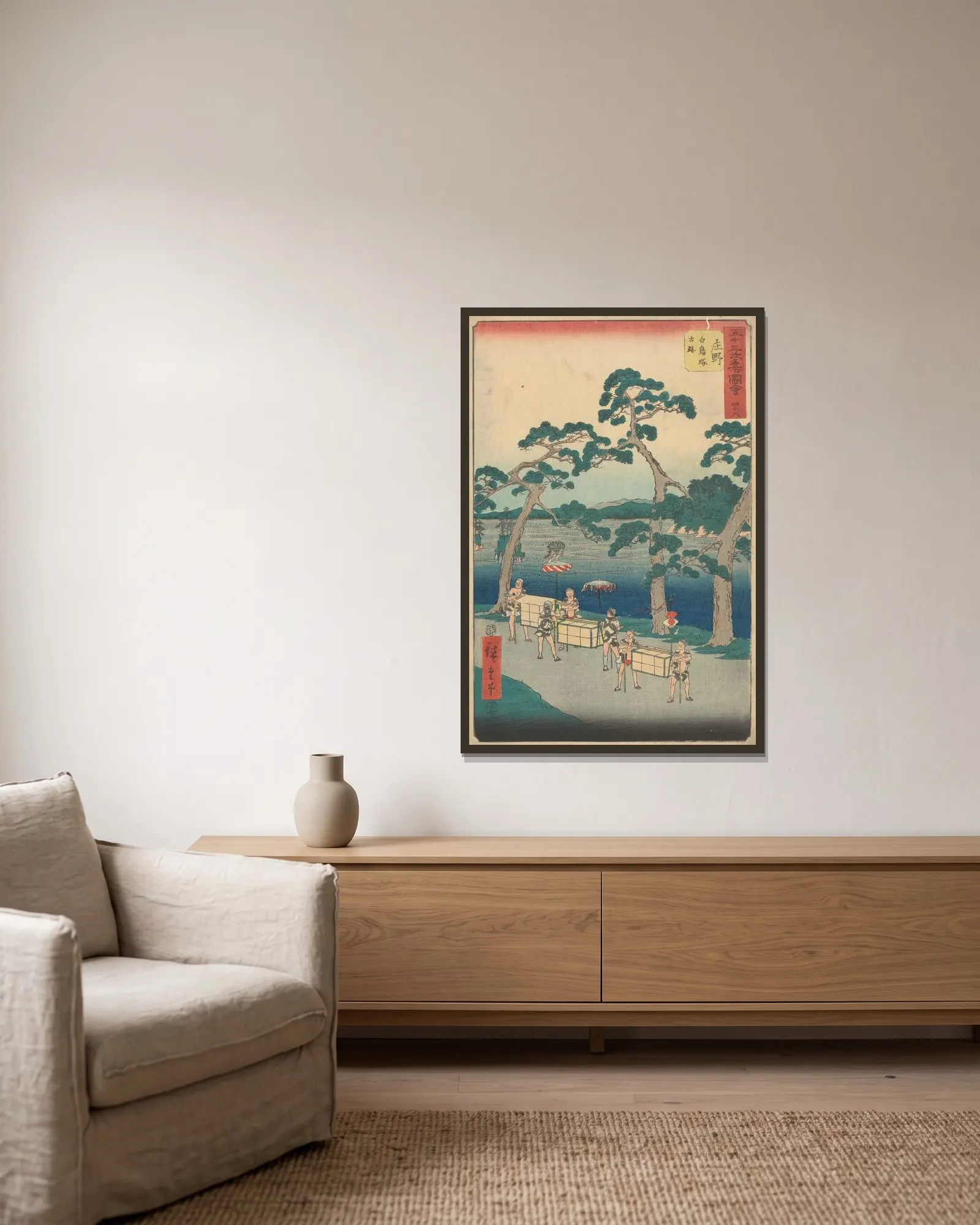 Shono av Utagawa Hiroshige inramad på en vägg