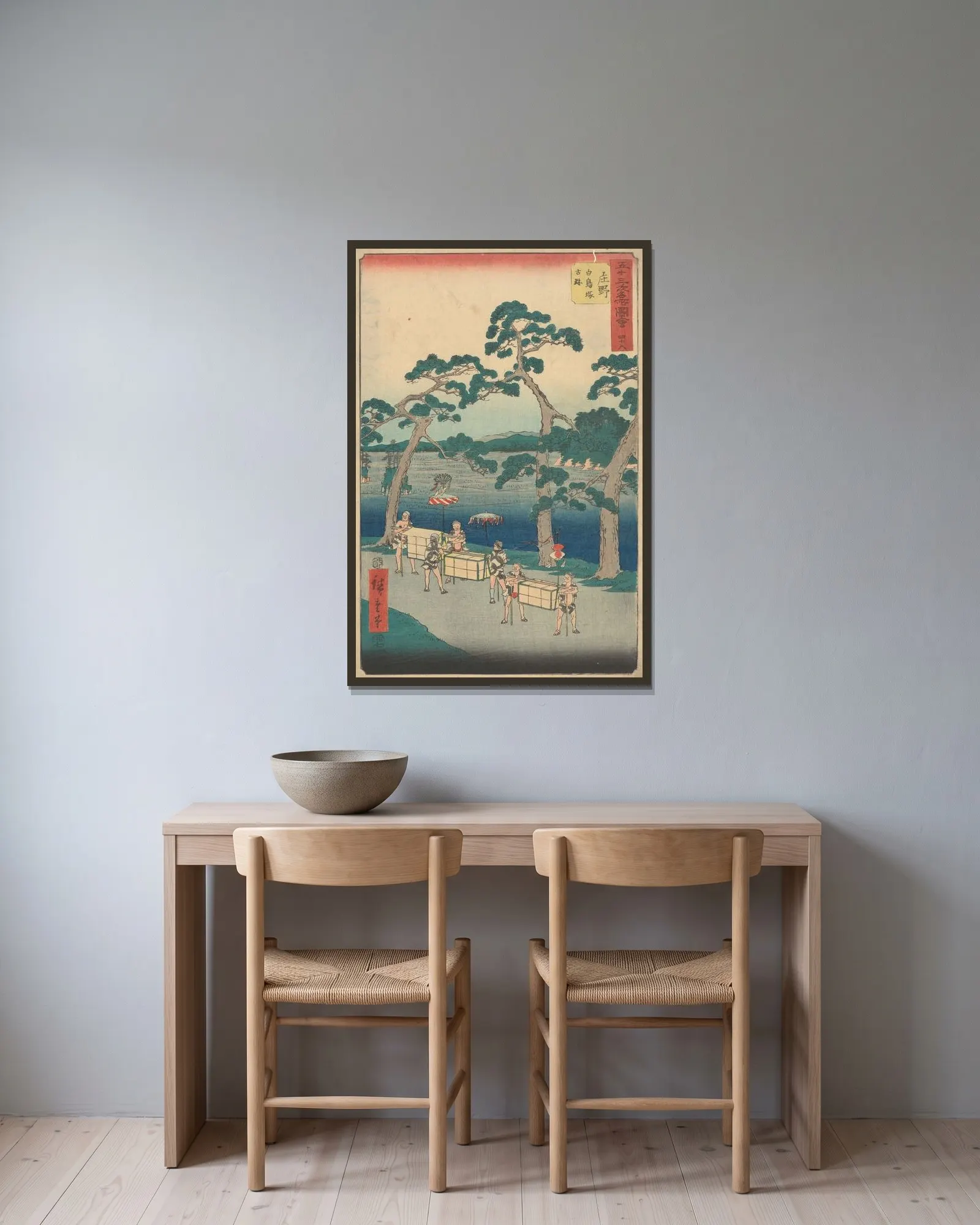 Shono av Utagawa Hiroshige inramad på en vägg