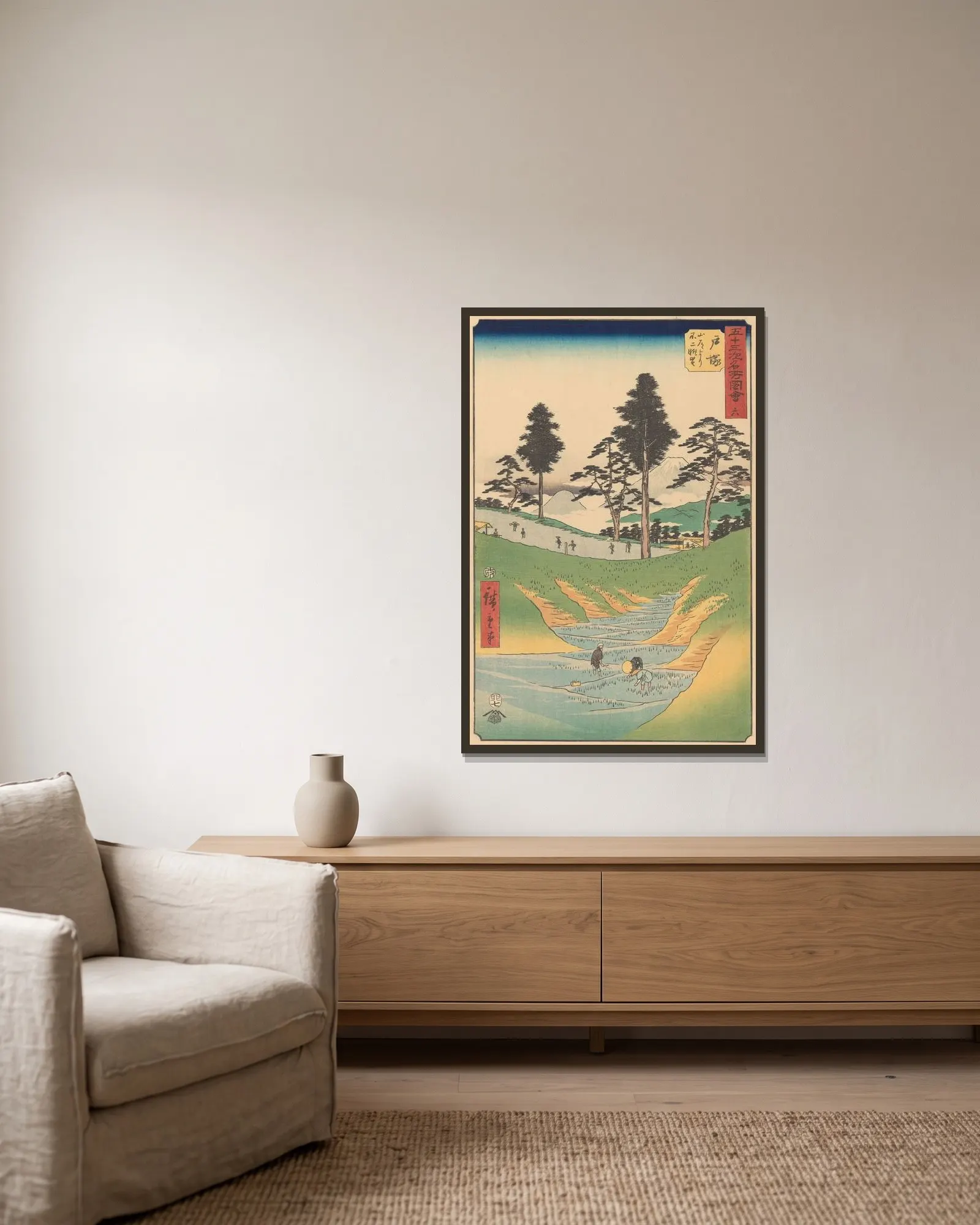 Totsuka av Utagawa Hiroshige inramad på en vägg
